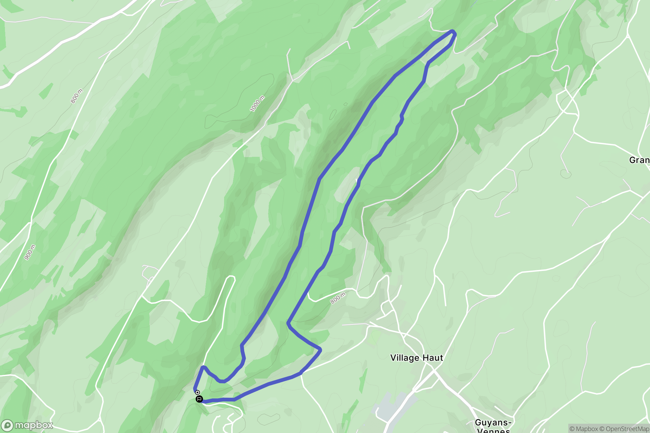 Vennes : carte du parcours de randonnée - France