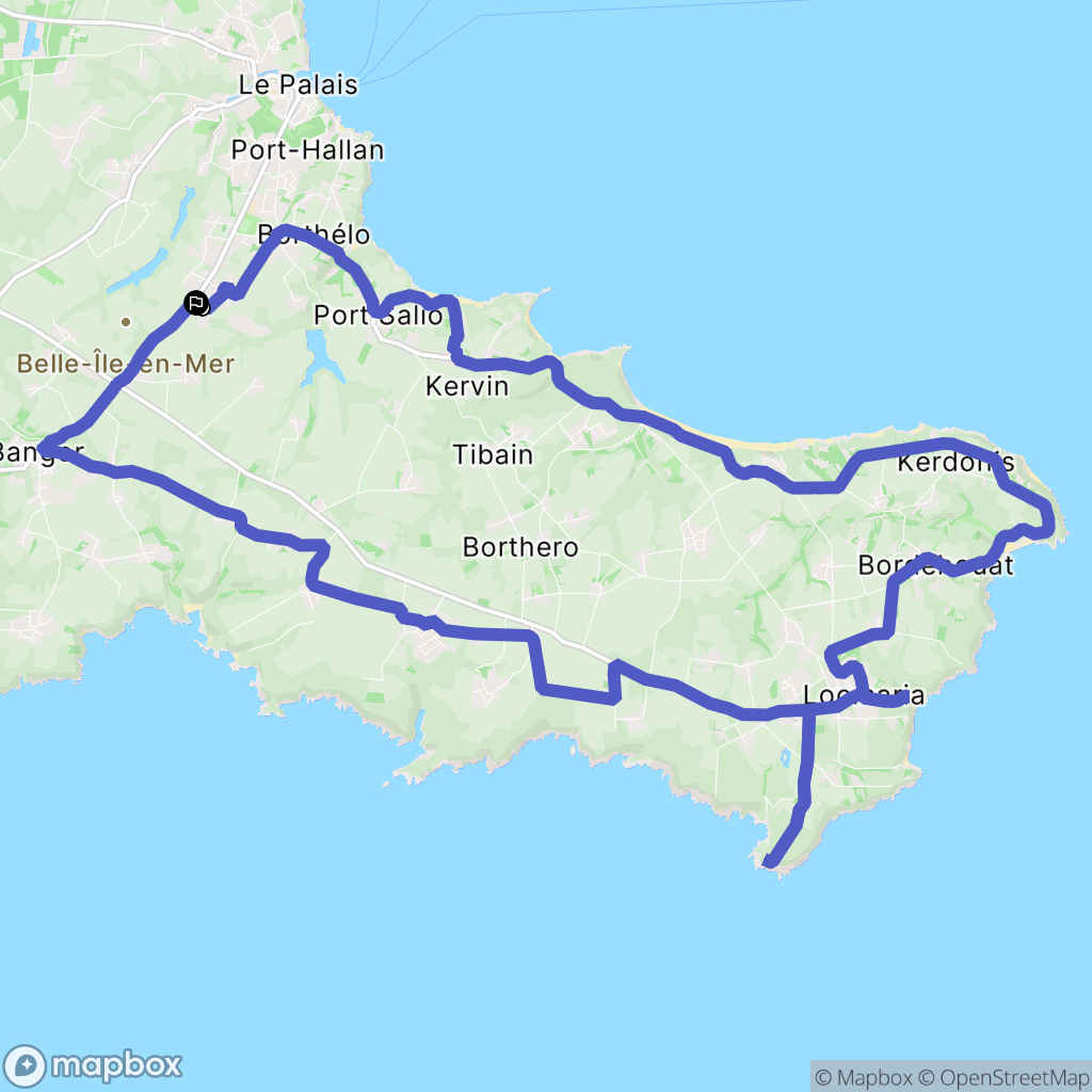 Le Palais : carte du parcours de randonnée - France