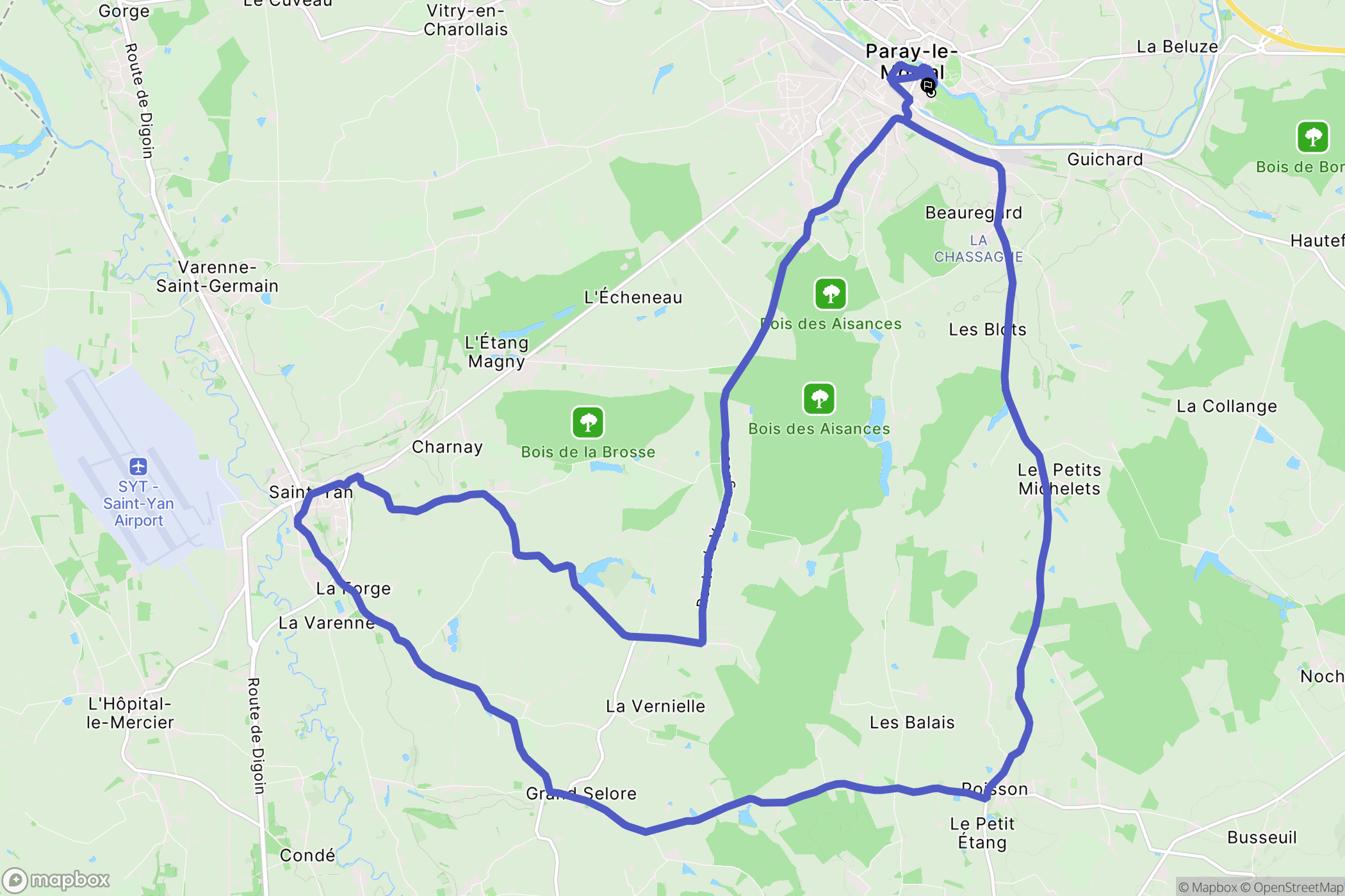 Paray-le-Monial : carte du parcours de randonnée - France