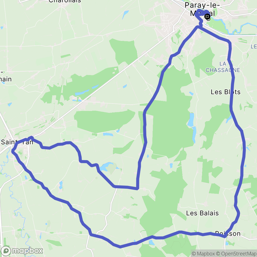 Paray-le-Monial : carte du parcours de randonnée - France
