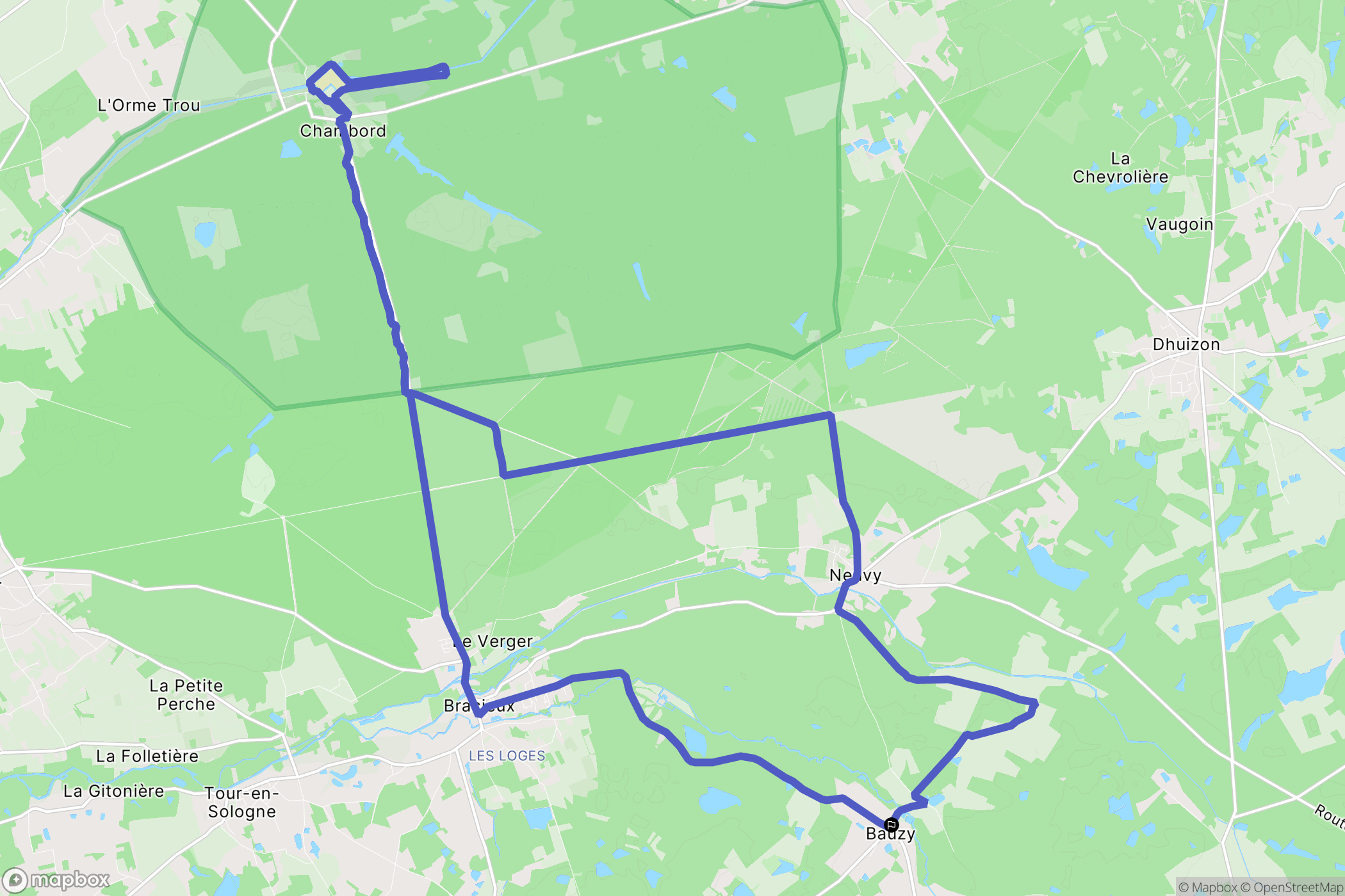 Bauzy : carte du parcours de randonnée - France