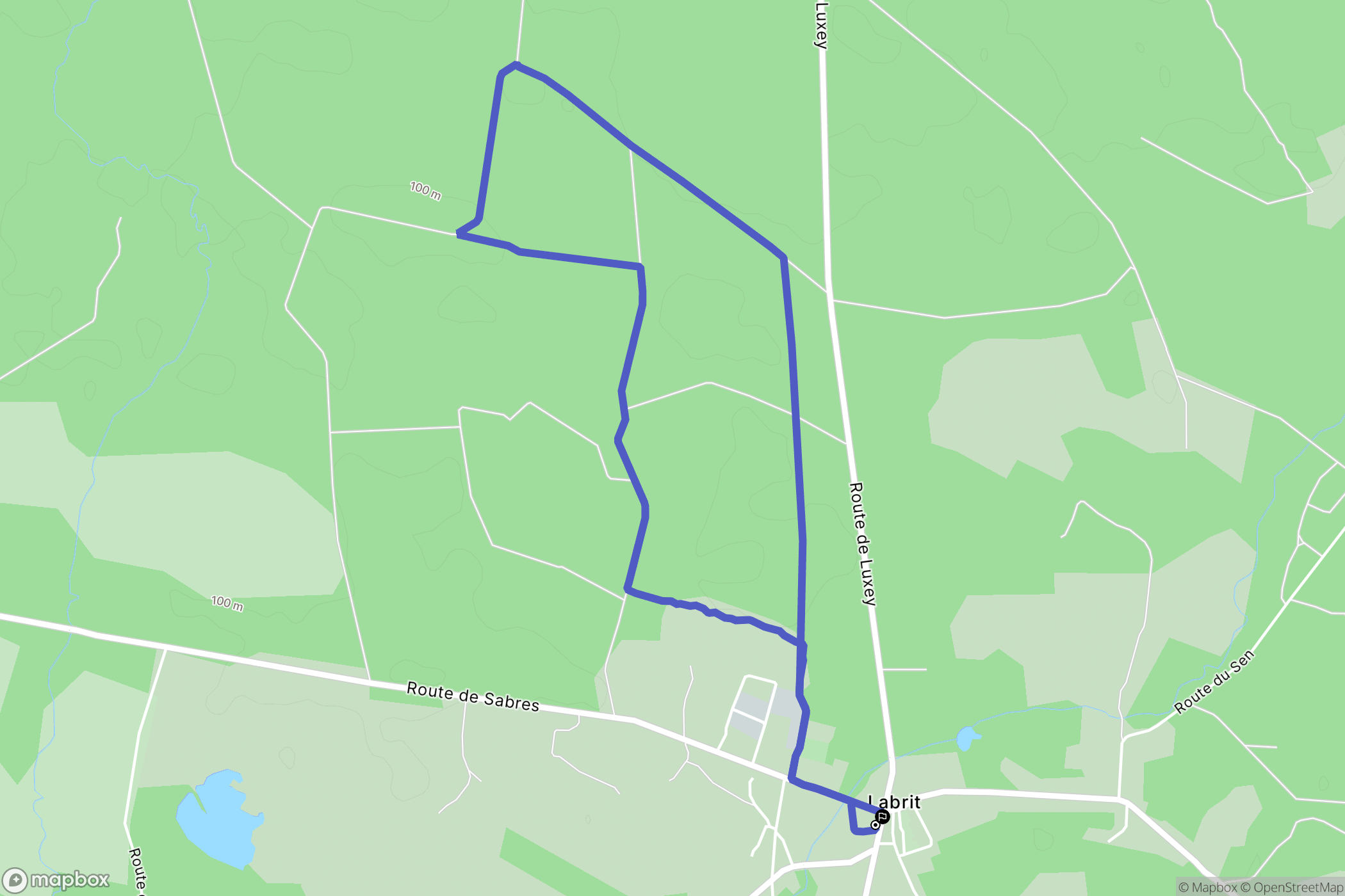 Labrit : carte du parcours de randonnée - France