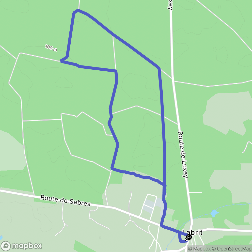 Labrit : carte du parcours de randonnée - France