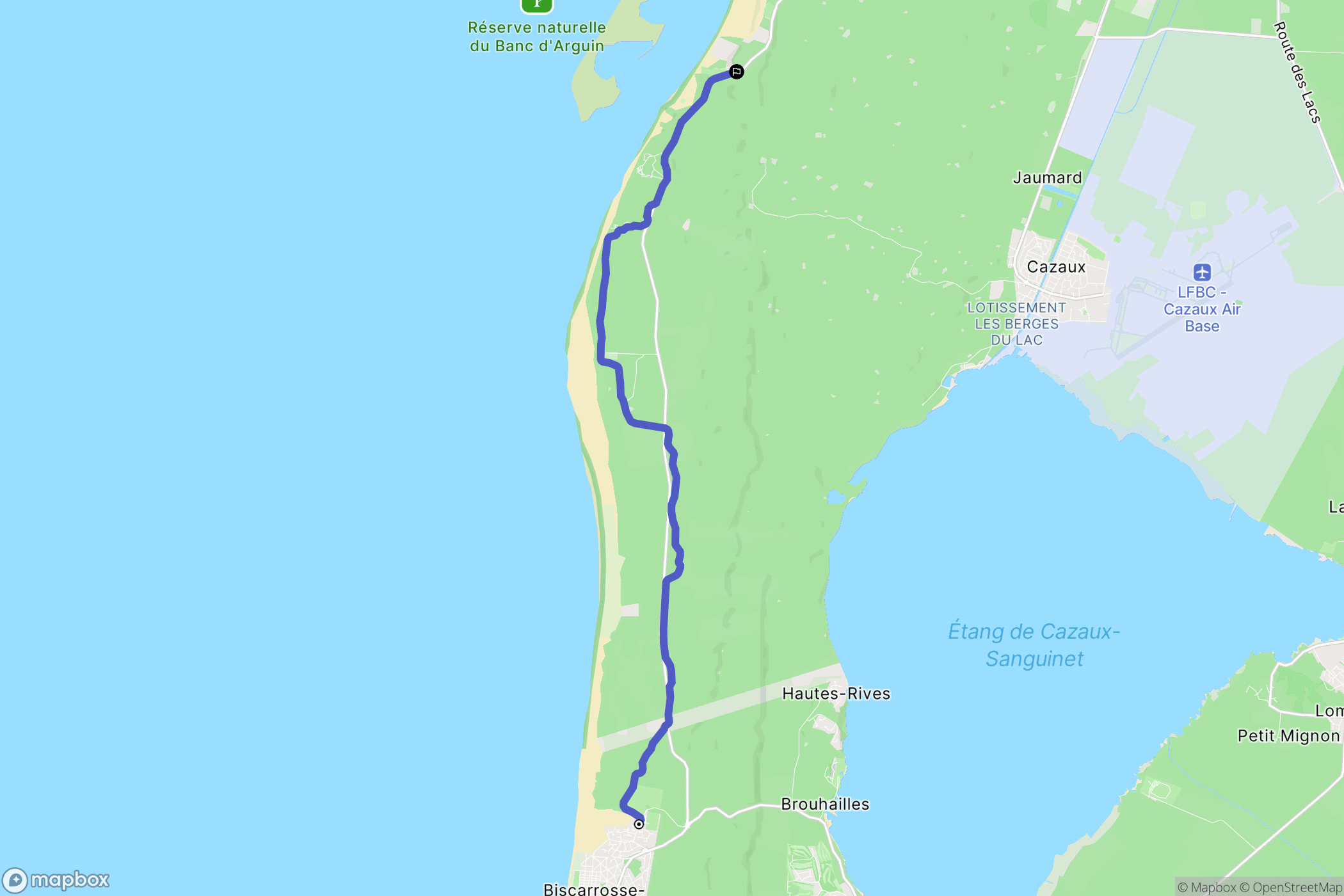 Biscarrosse : carte du parcours de randonnée - France
