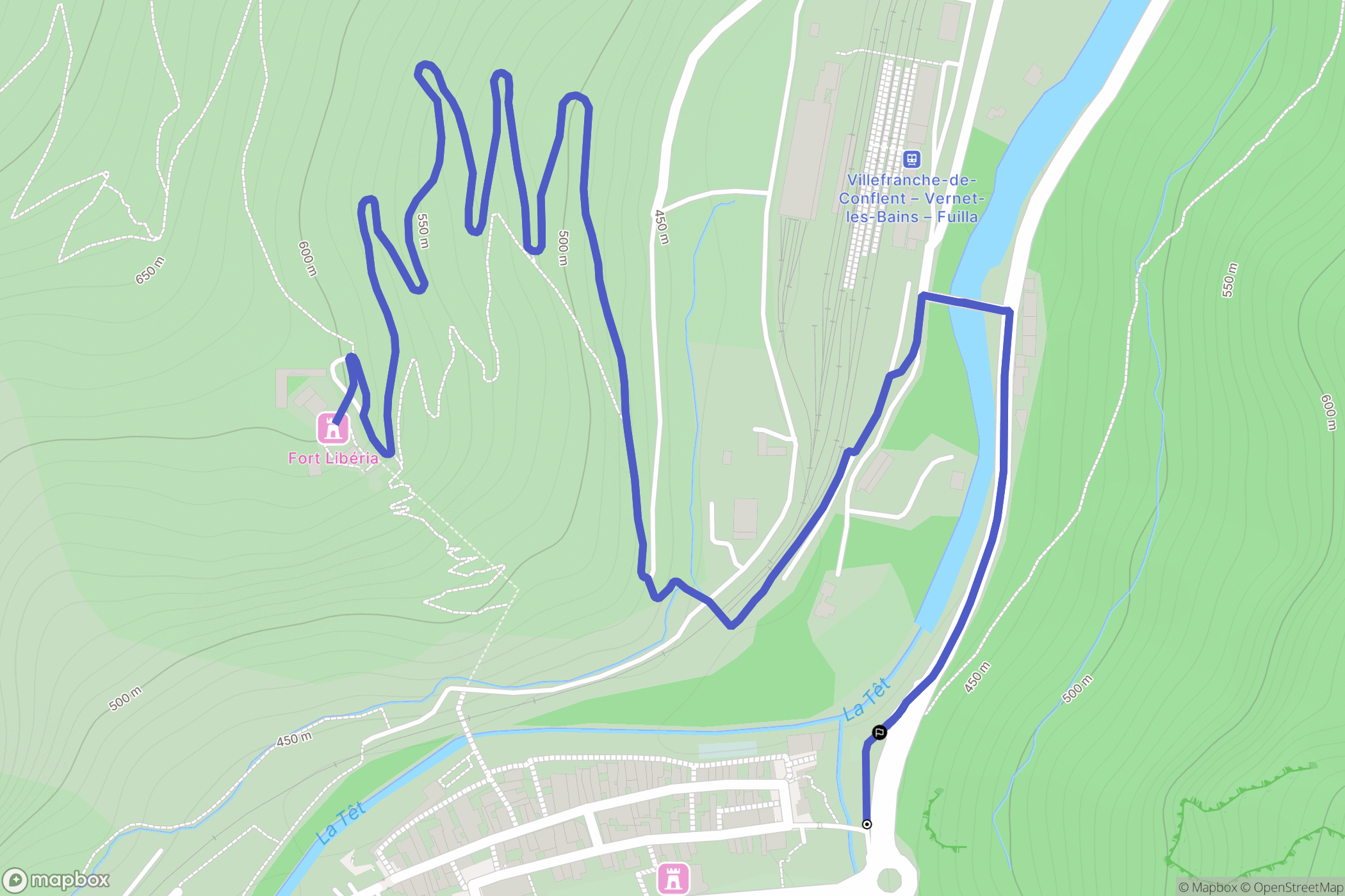 Villefranche-de-Conflent : carte du parcours de randonnée - France