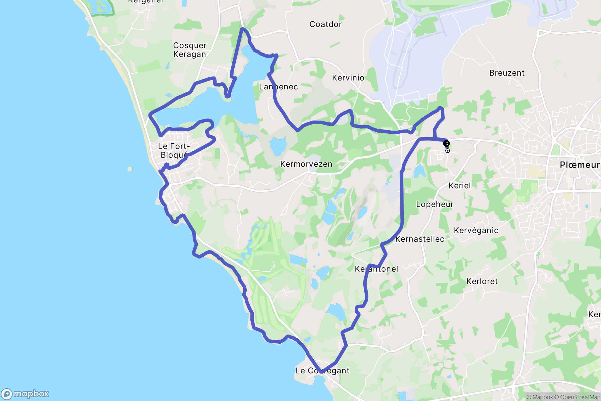 Ploemeur : carte du parcours de randonnée - France