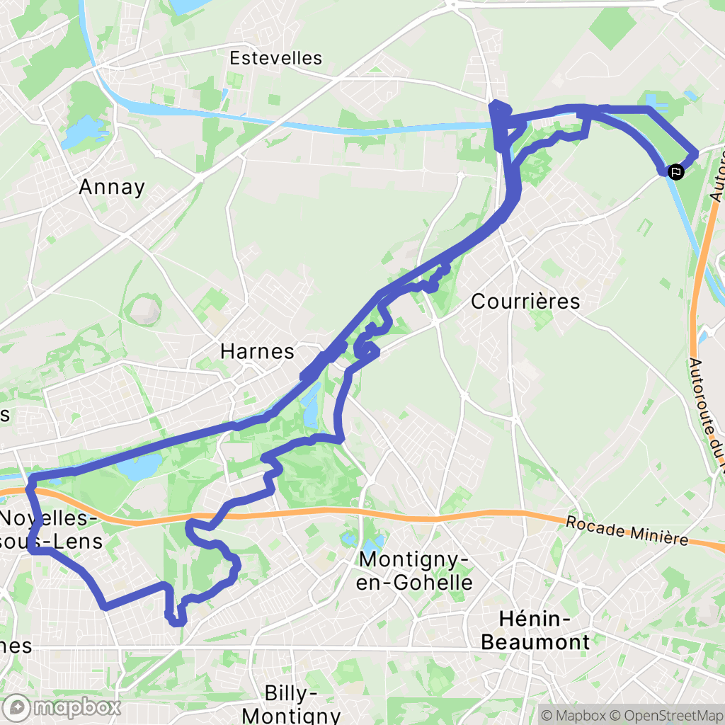 Courrières : carte du parcours de randonnée - France