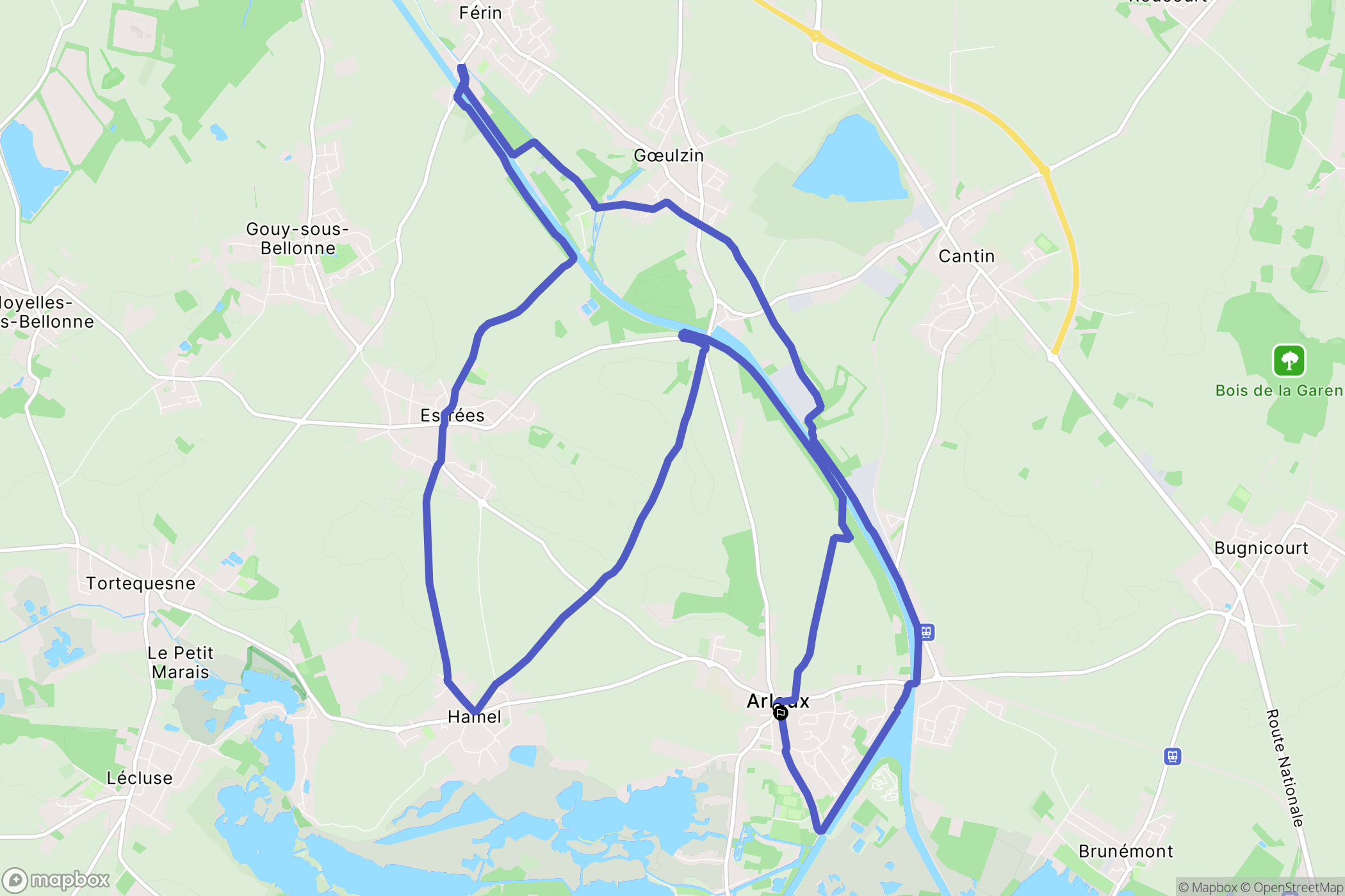 Arleux : carte du parcours de randonnée - France