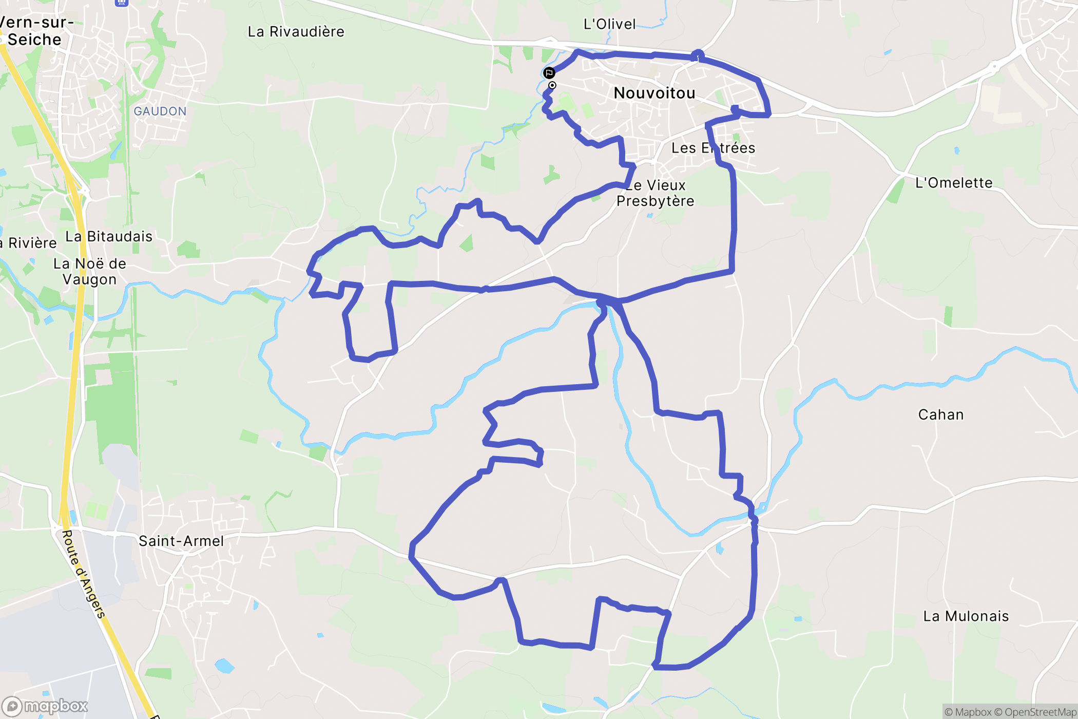Nouvoitou : carte du parcours de randonnée - France