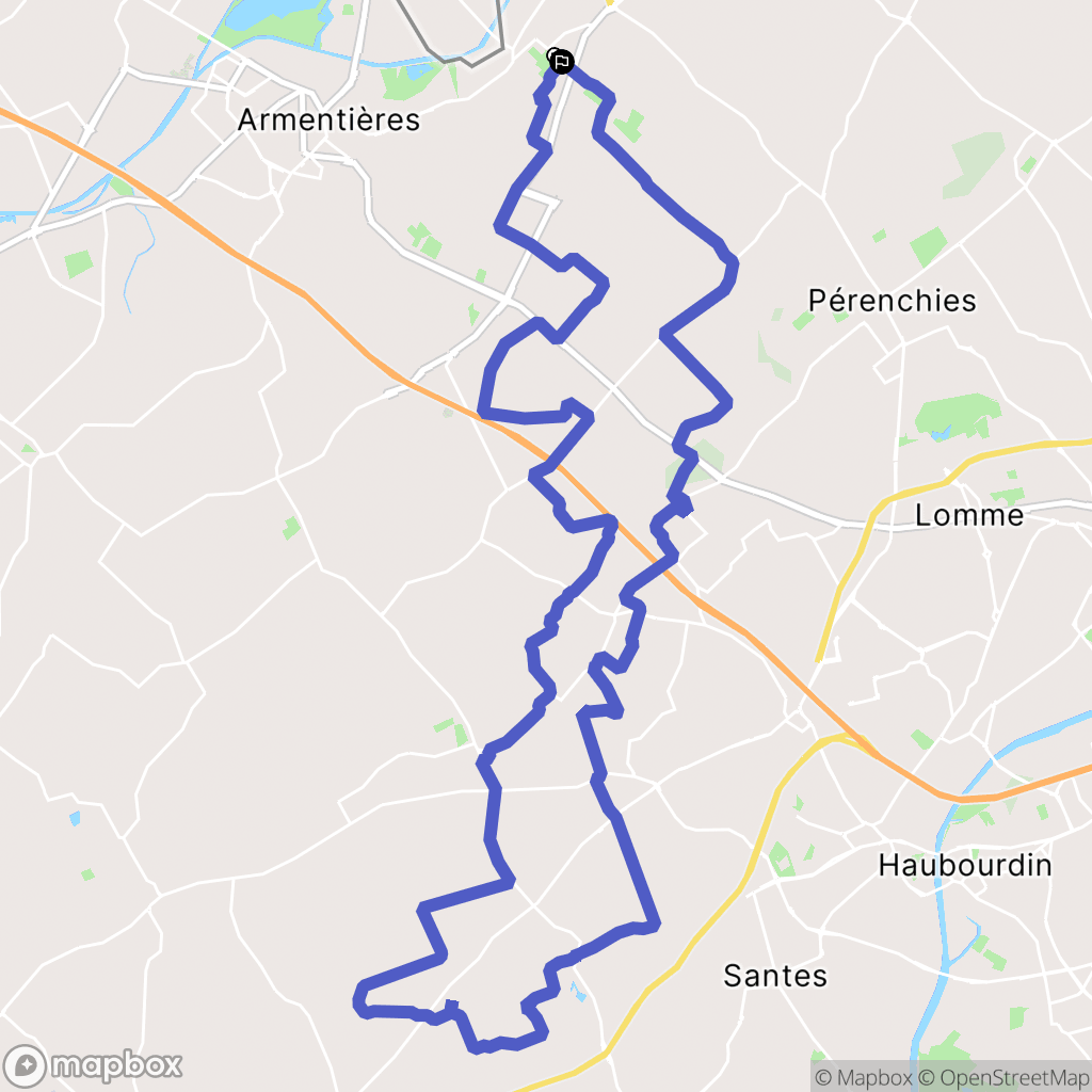 Houplines : carte du parcours de randonnée - France