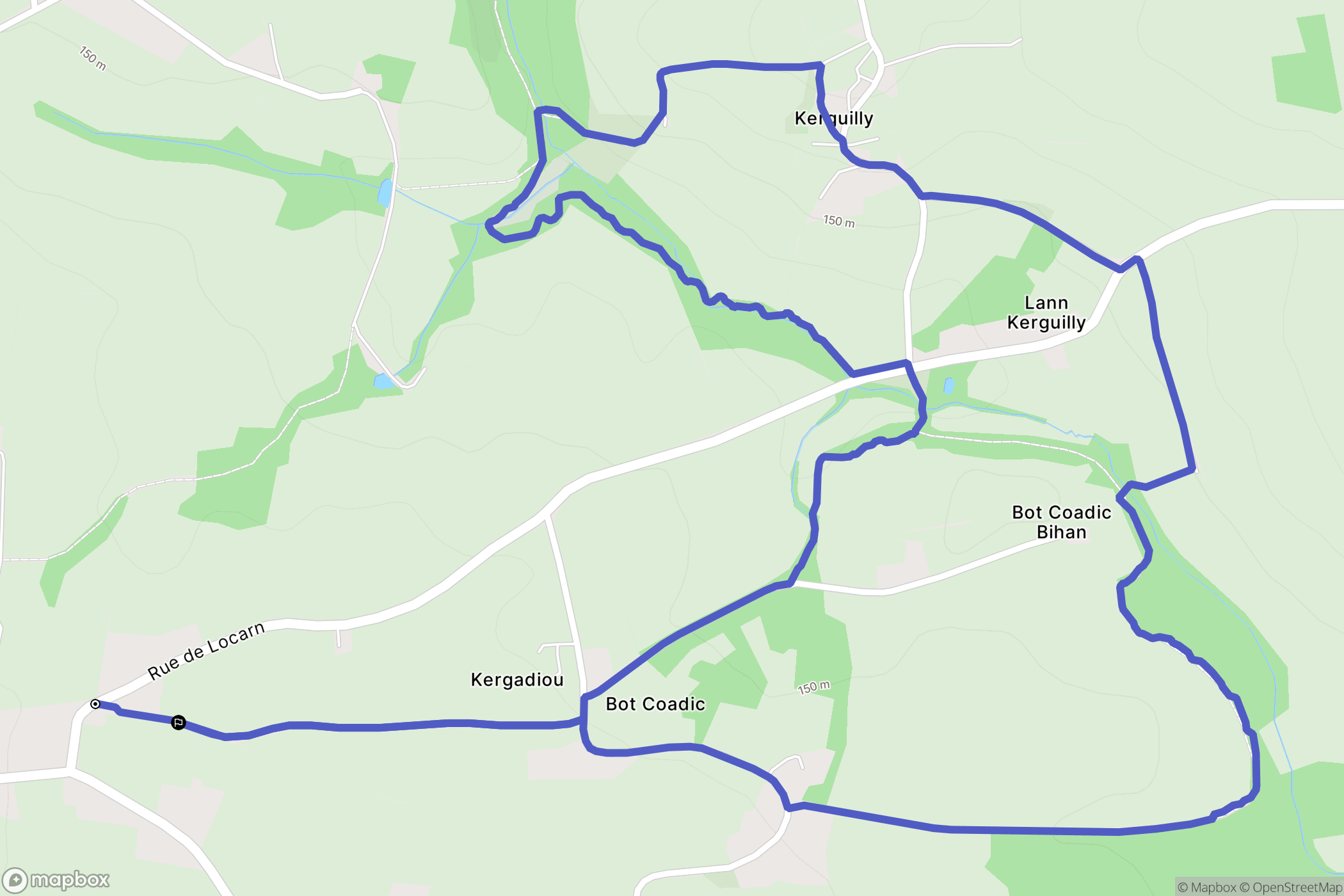 Trébrivan : carte du parcours de randonnée - France