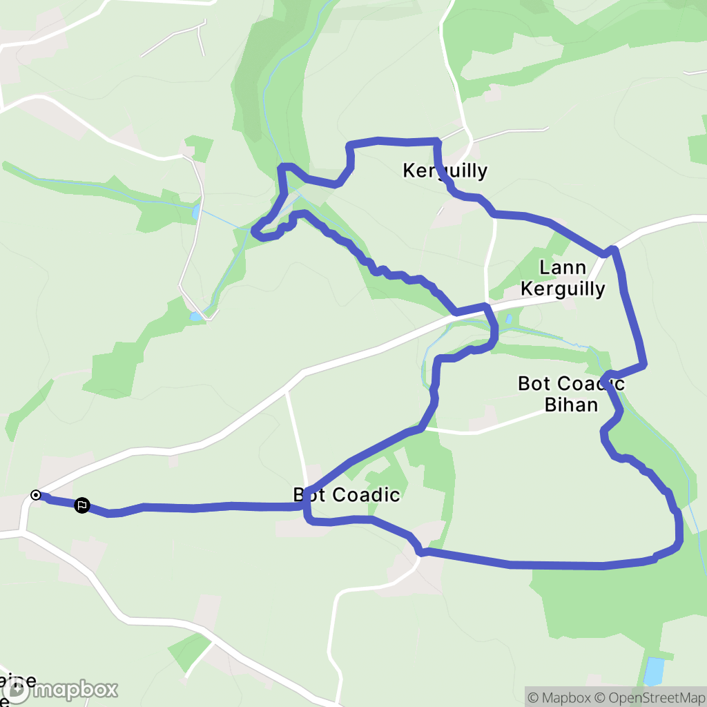 Trébrivan : carte du parcours de randonnée - France
