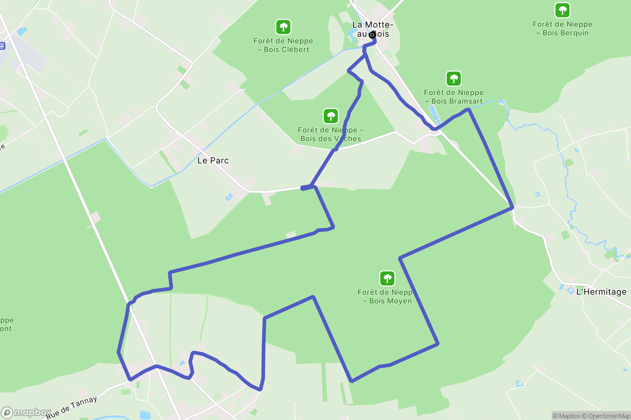 Morbecque : carte du parcours de randonnée - France