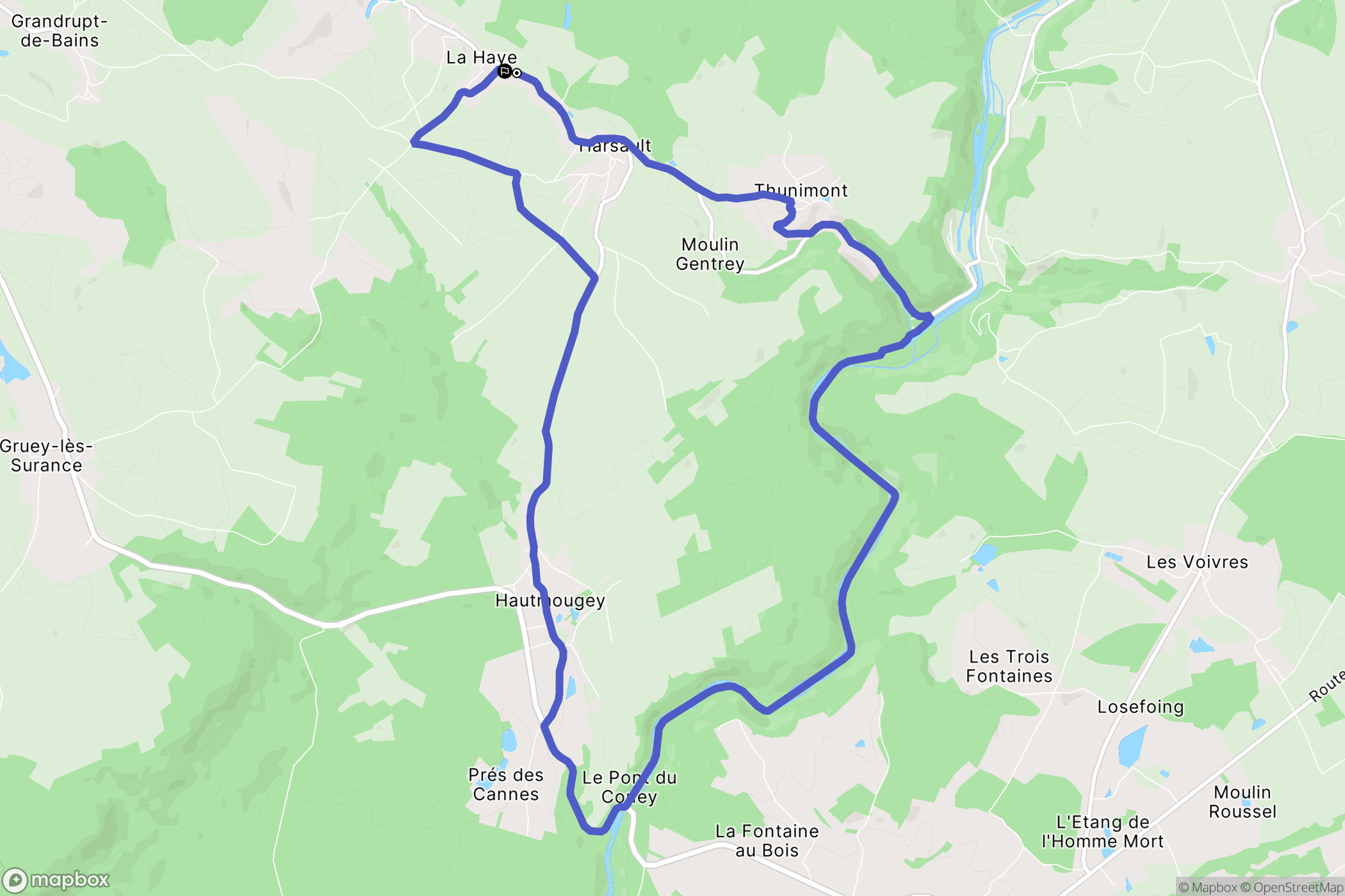 La Haye : carte du parcours de randonnée - France
