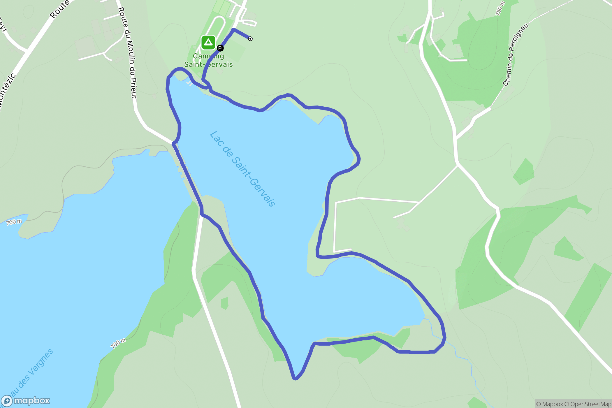 Saint-Symphorien-de-Thénières : carte du parcours de randonnée - France
