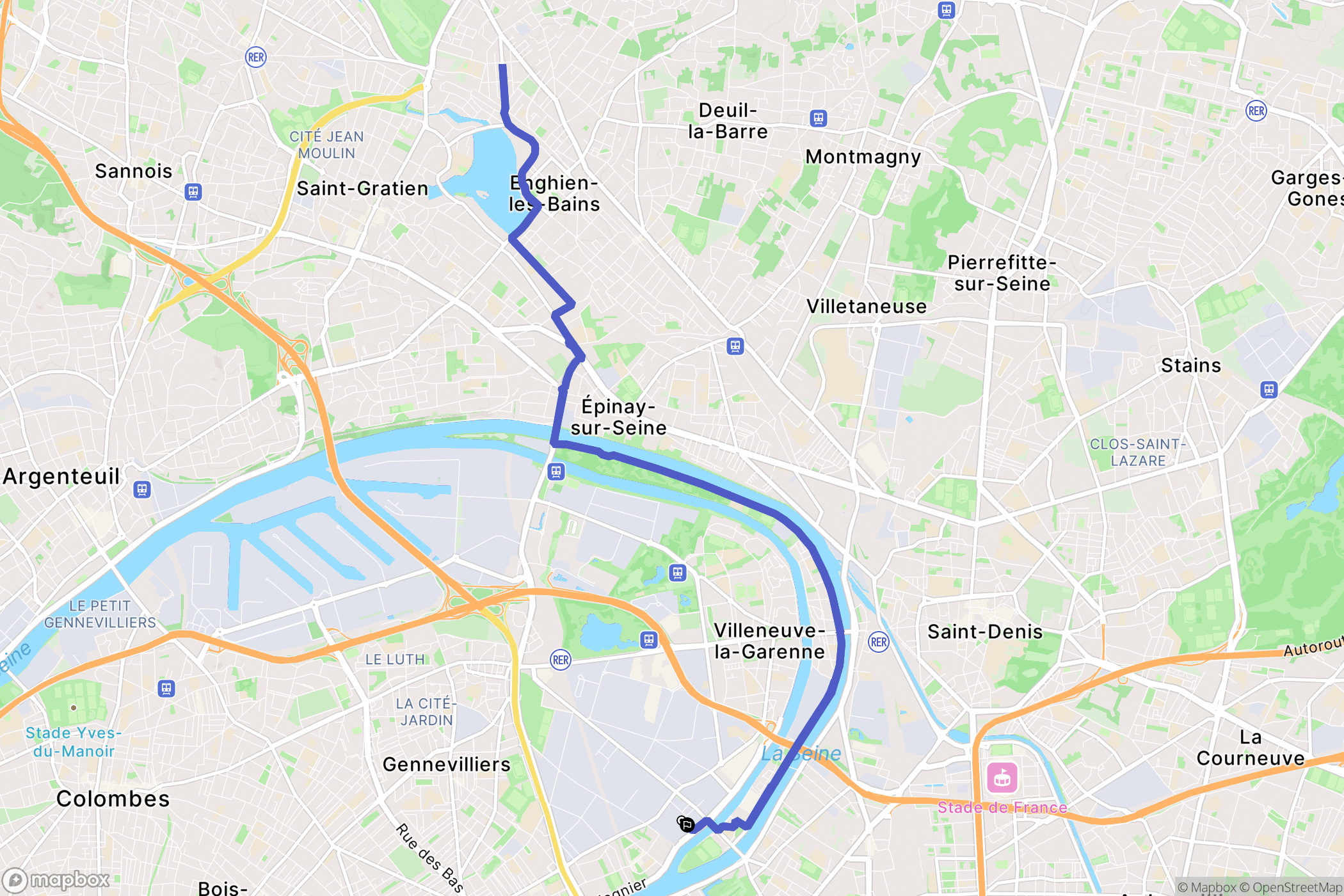Gennevilliers : carte du parcours de randonnée - France