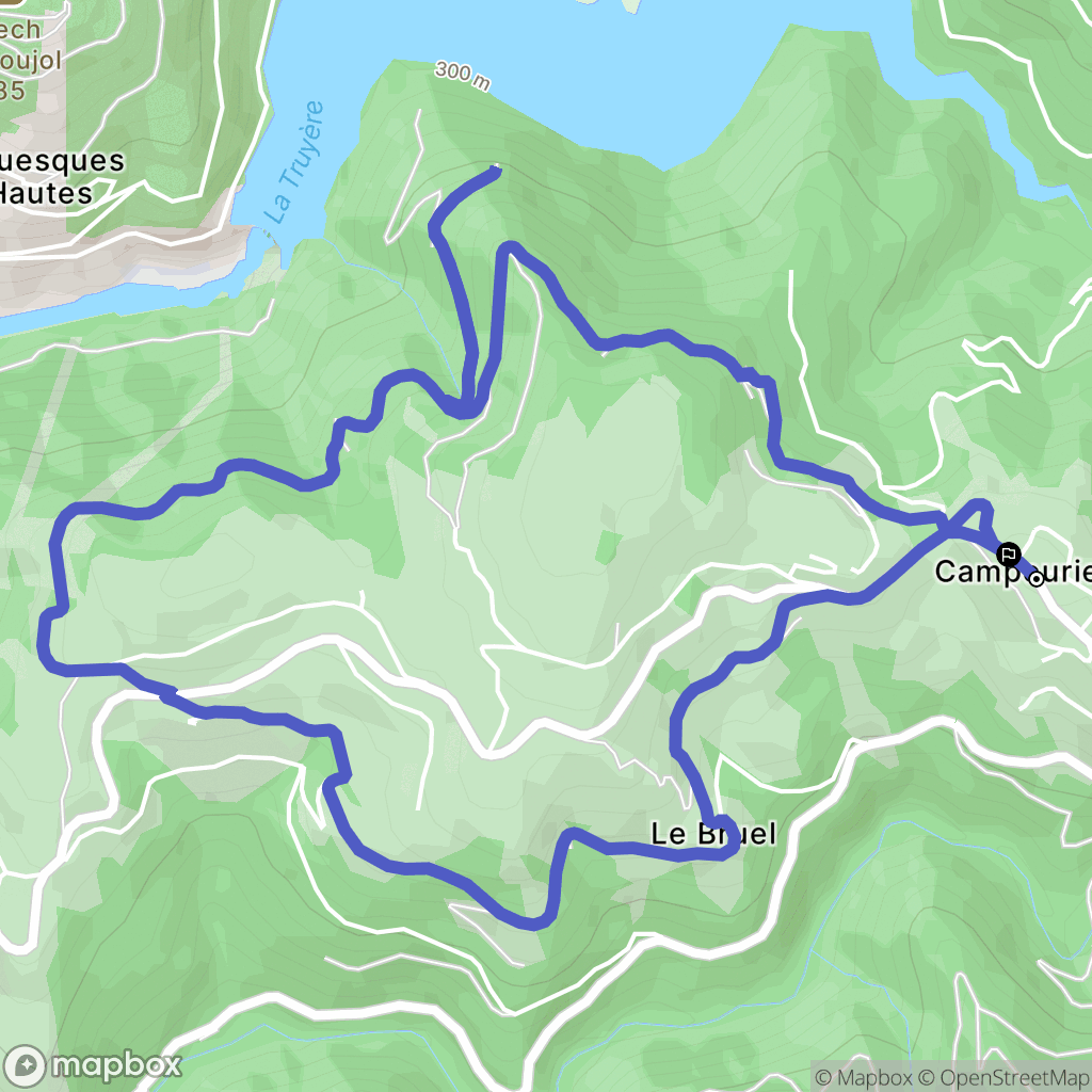Campouriez : carte du parcours de randonnée - France