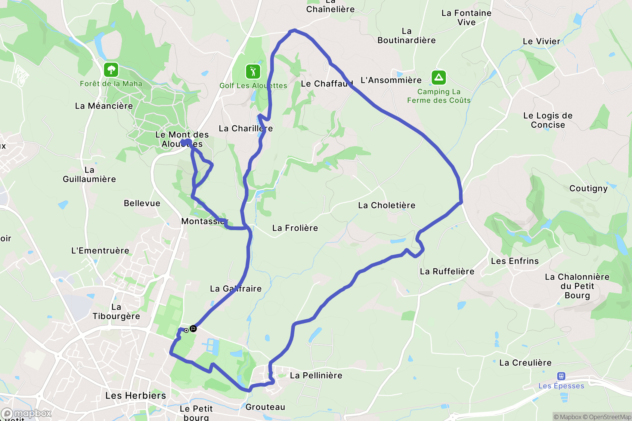 Les Herbiers : carte du parcours de randonnée - France