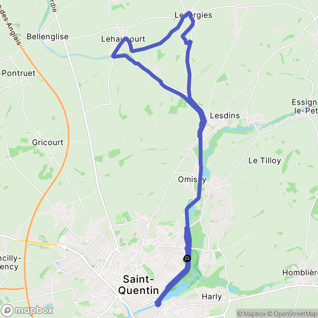 Saint-Quentin : carte du parcours de randonnée - France