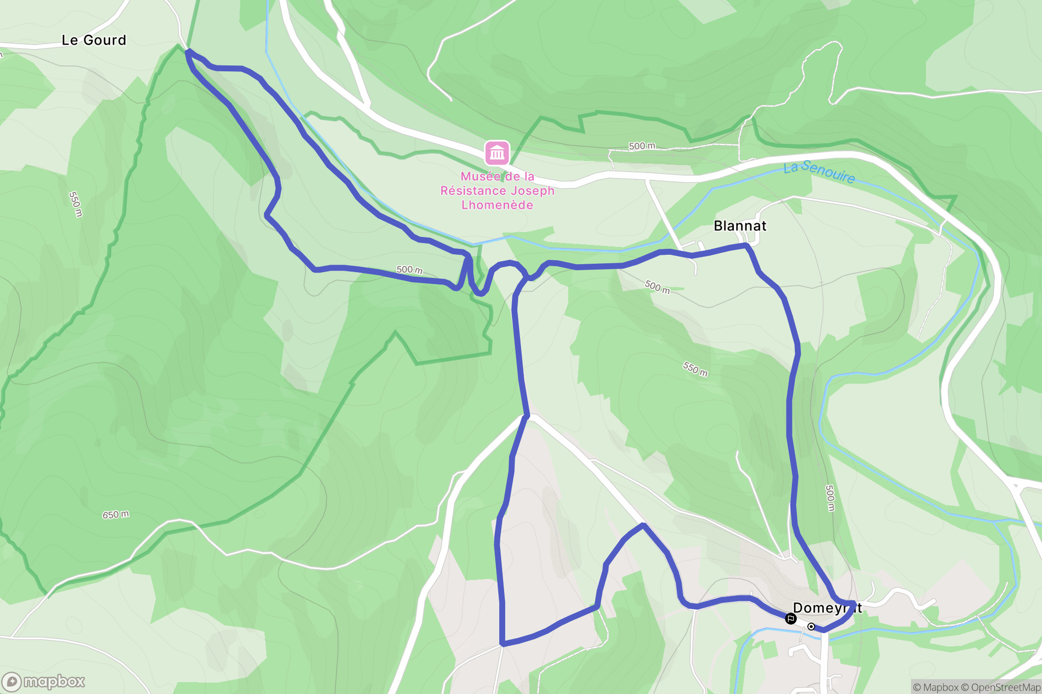 Domeyrat : carte du parcours de randonnée - France