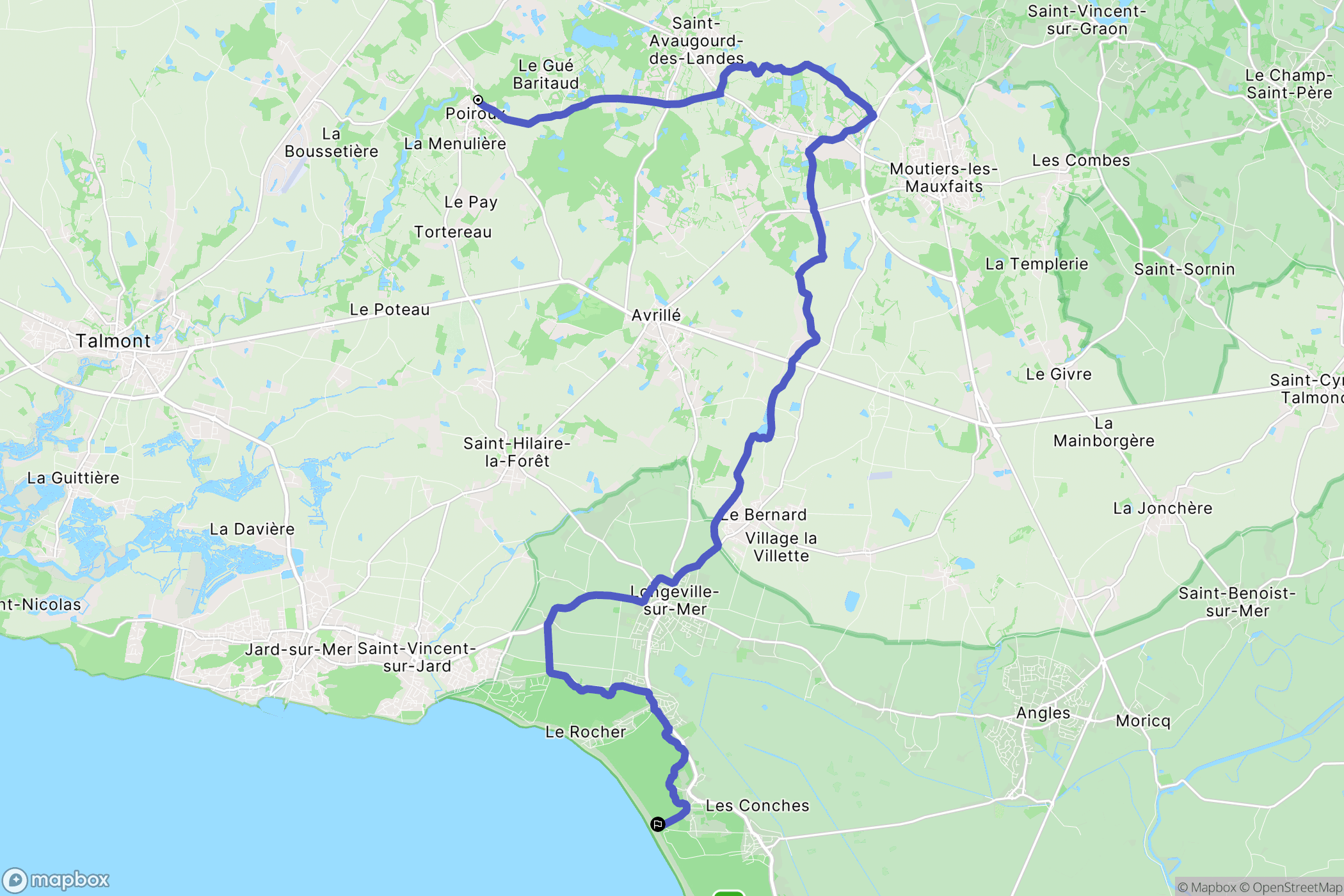 Poiroux : carte du parcours de randonnée - France