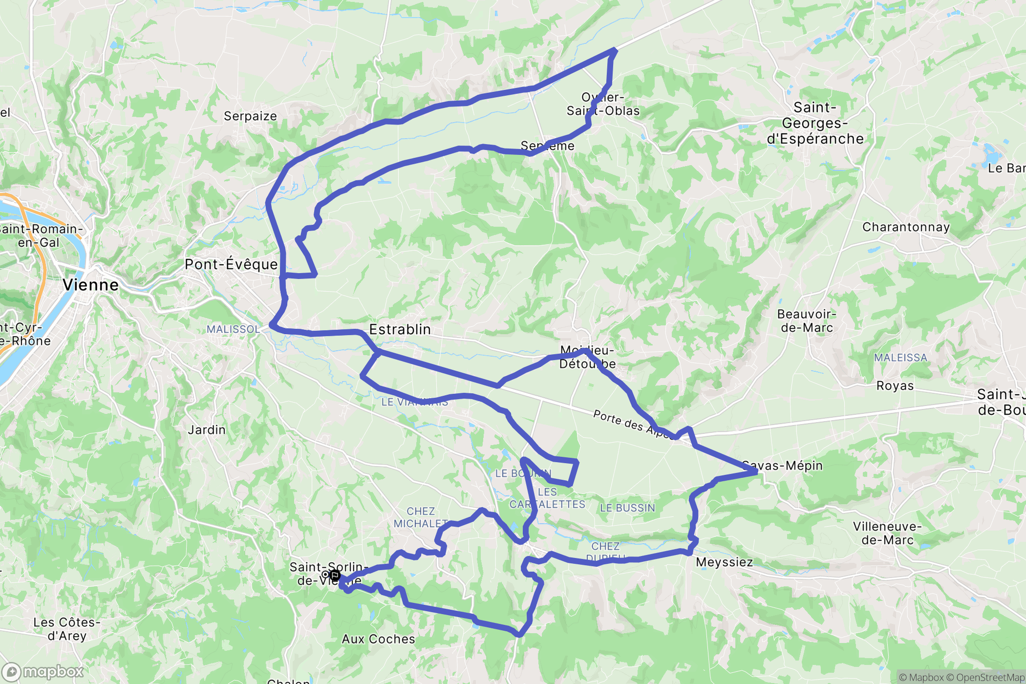 Saint-Sorlin-de-Vienne : carte du parcours de randonnée - France