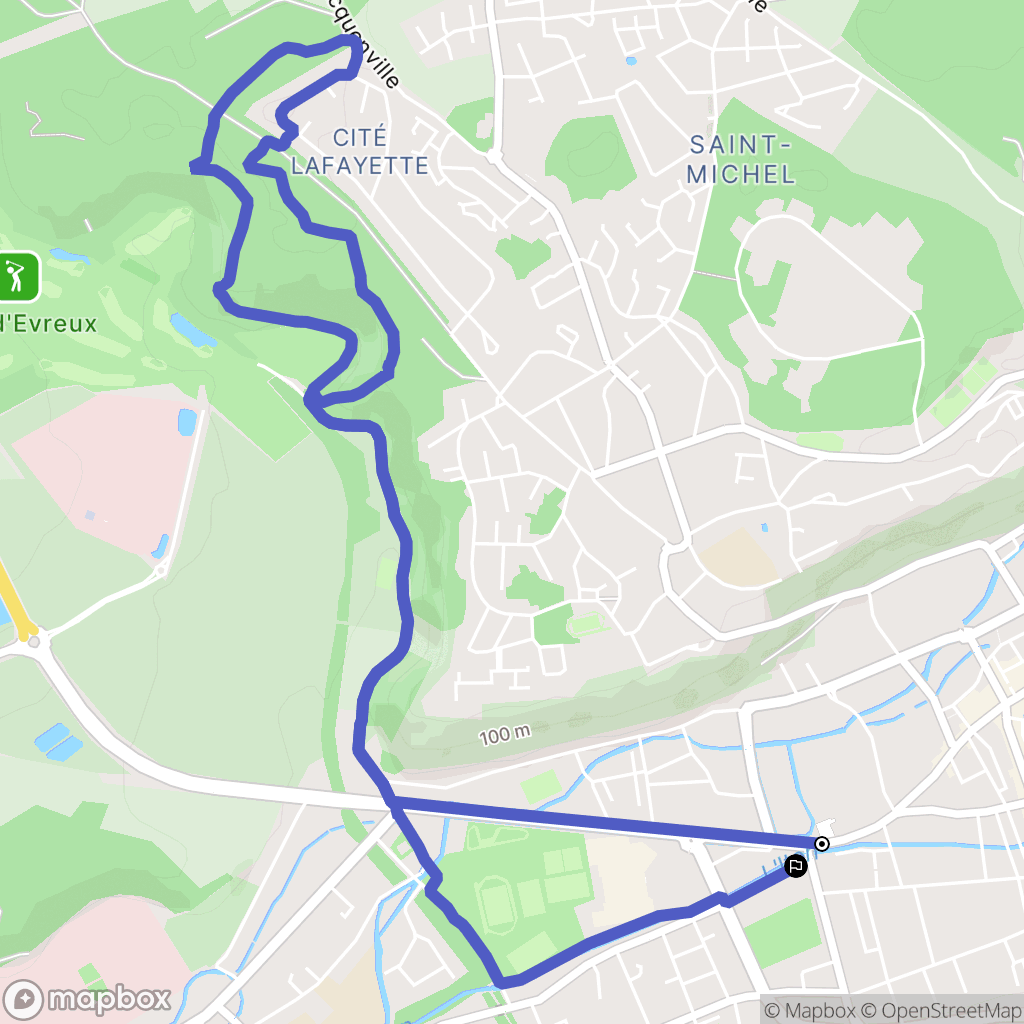 Évreux : carte du parcours de randonnée - France