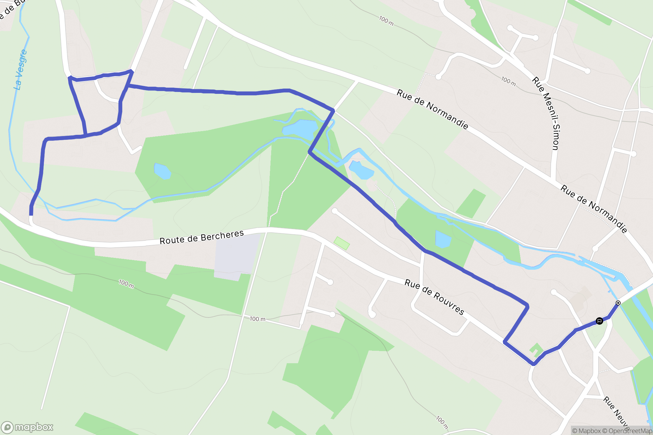 Berchères-sur-Vesgre : carte du parcours de randonnée - France