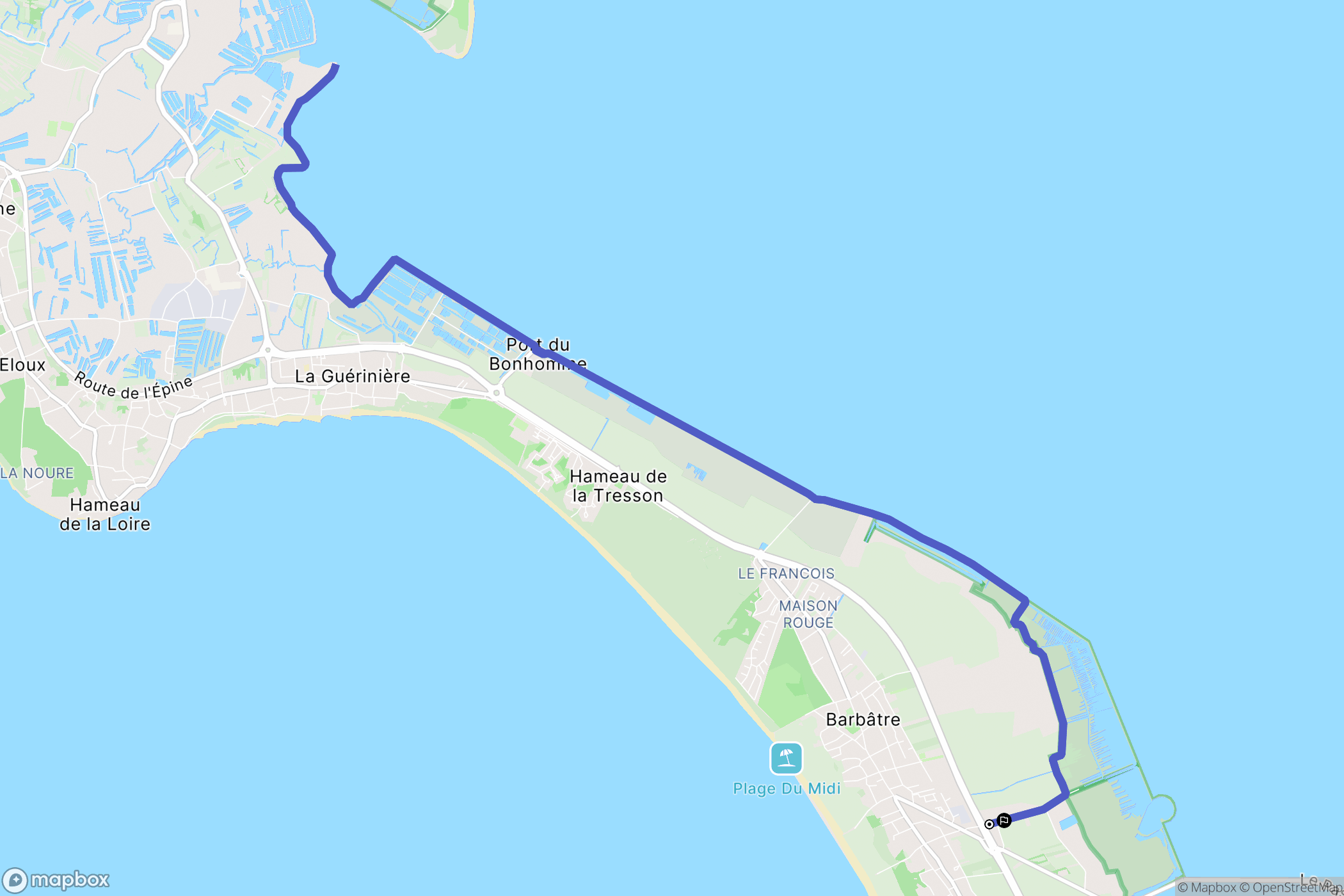 Barbâtre : carte du parcours de randonnée - France