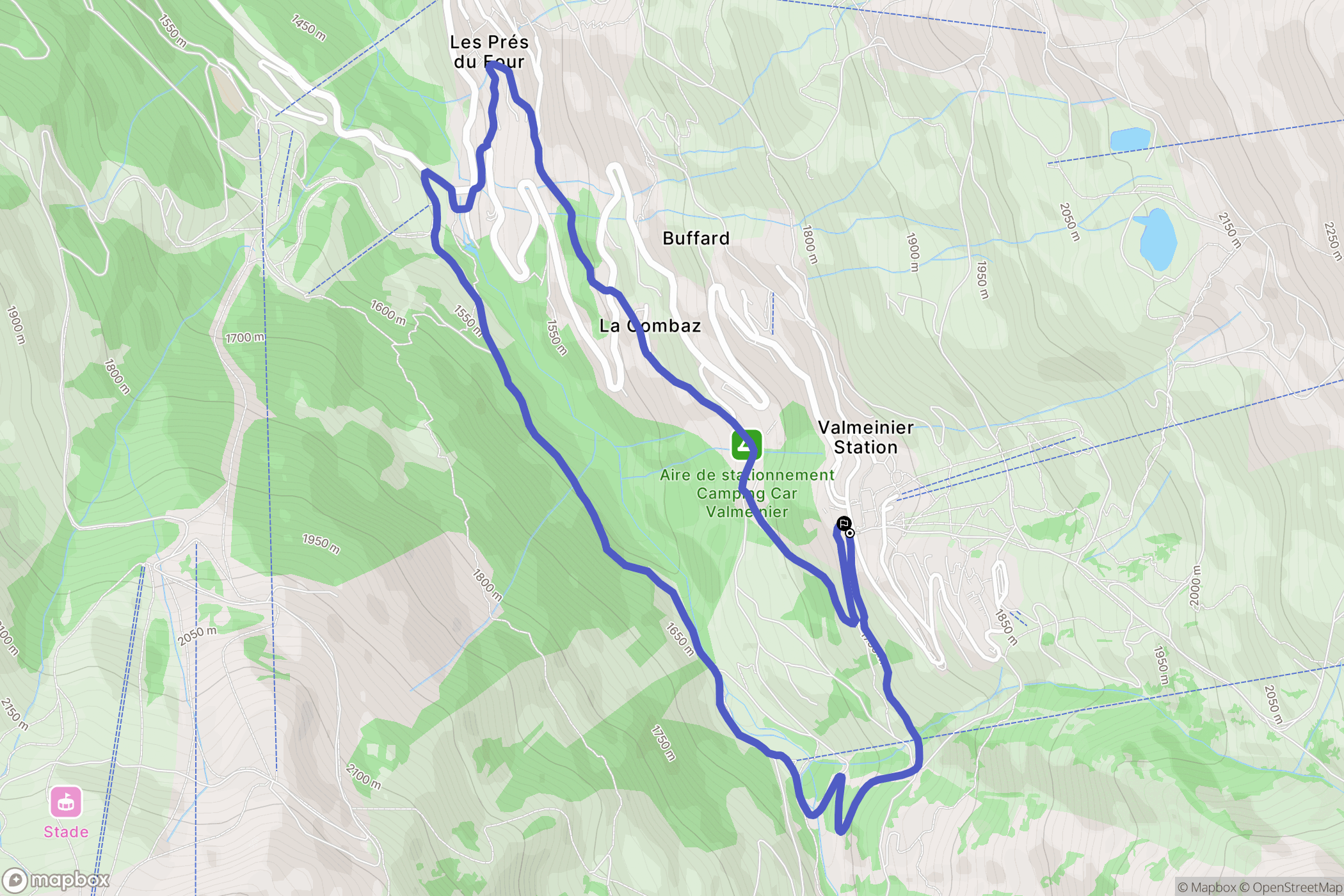 Valmeinier : carte du parcours de randonnée - France