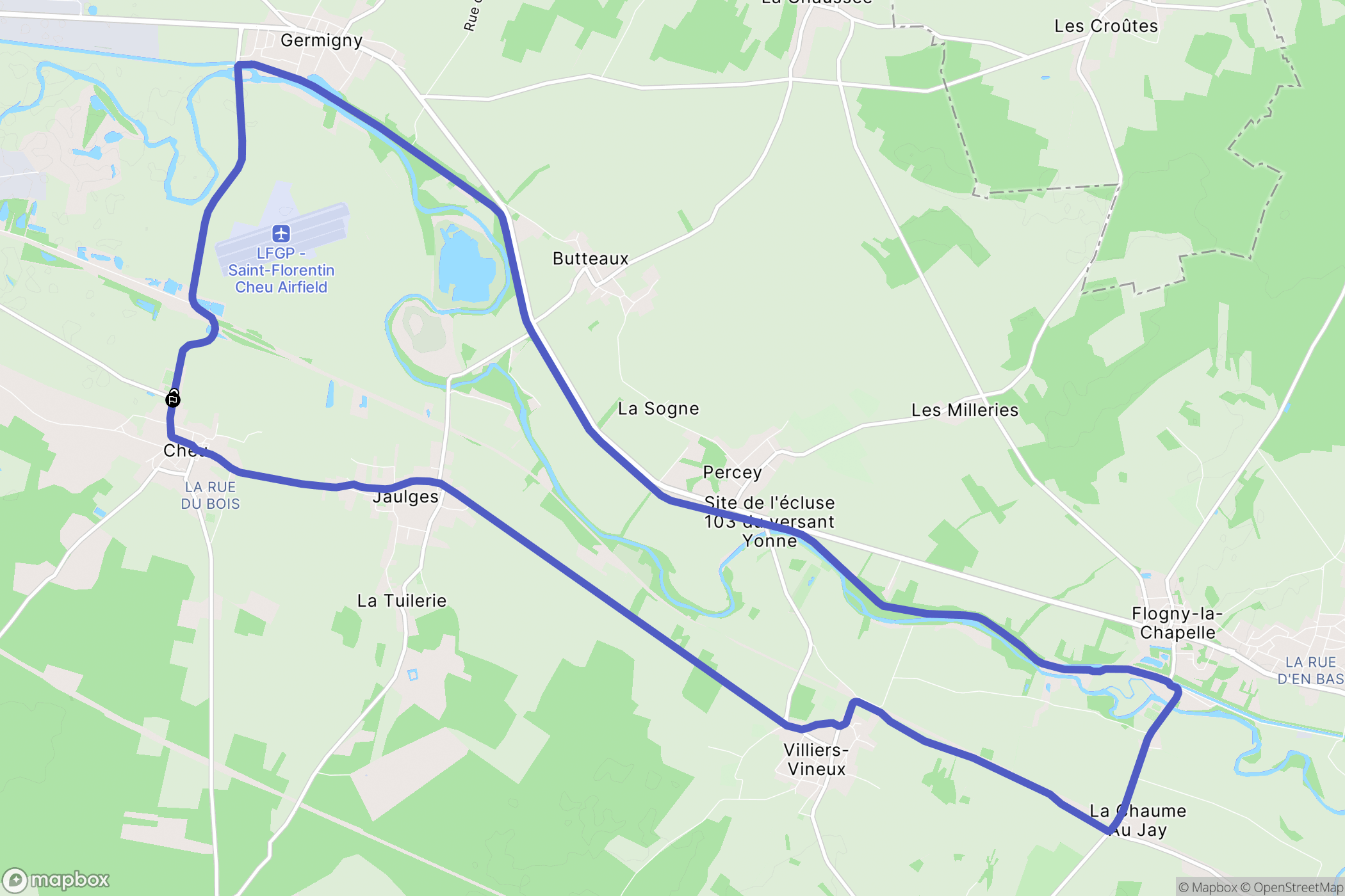 Chéu : carte du parcours de randonnée - France
