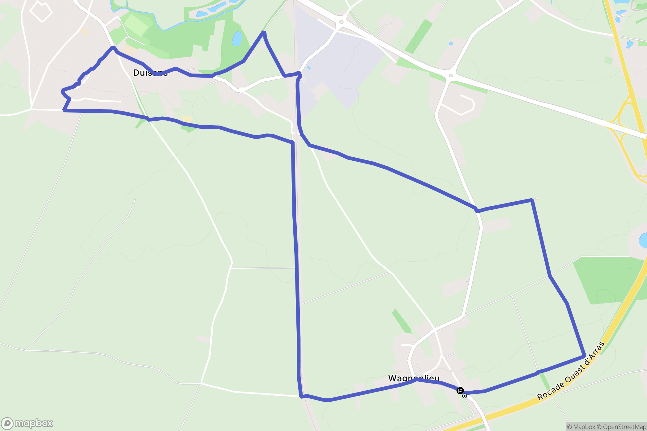 Duisans : carte du parcours de randonnée - France