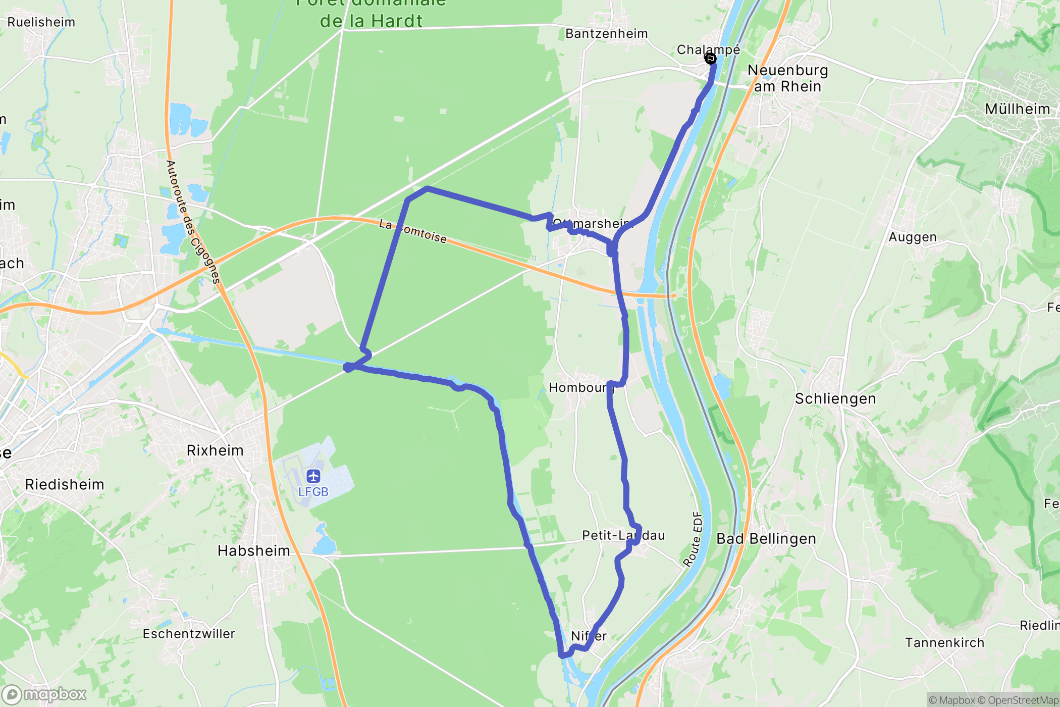 Chalampé : carte du parcours de randonnée - France
