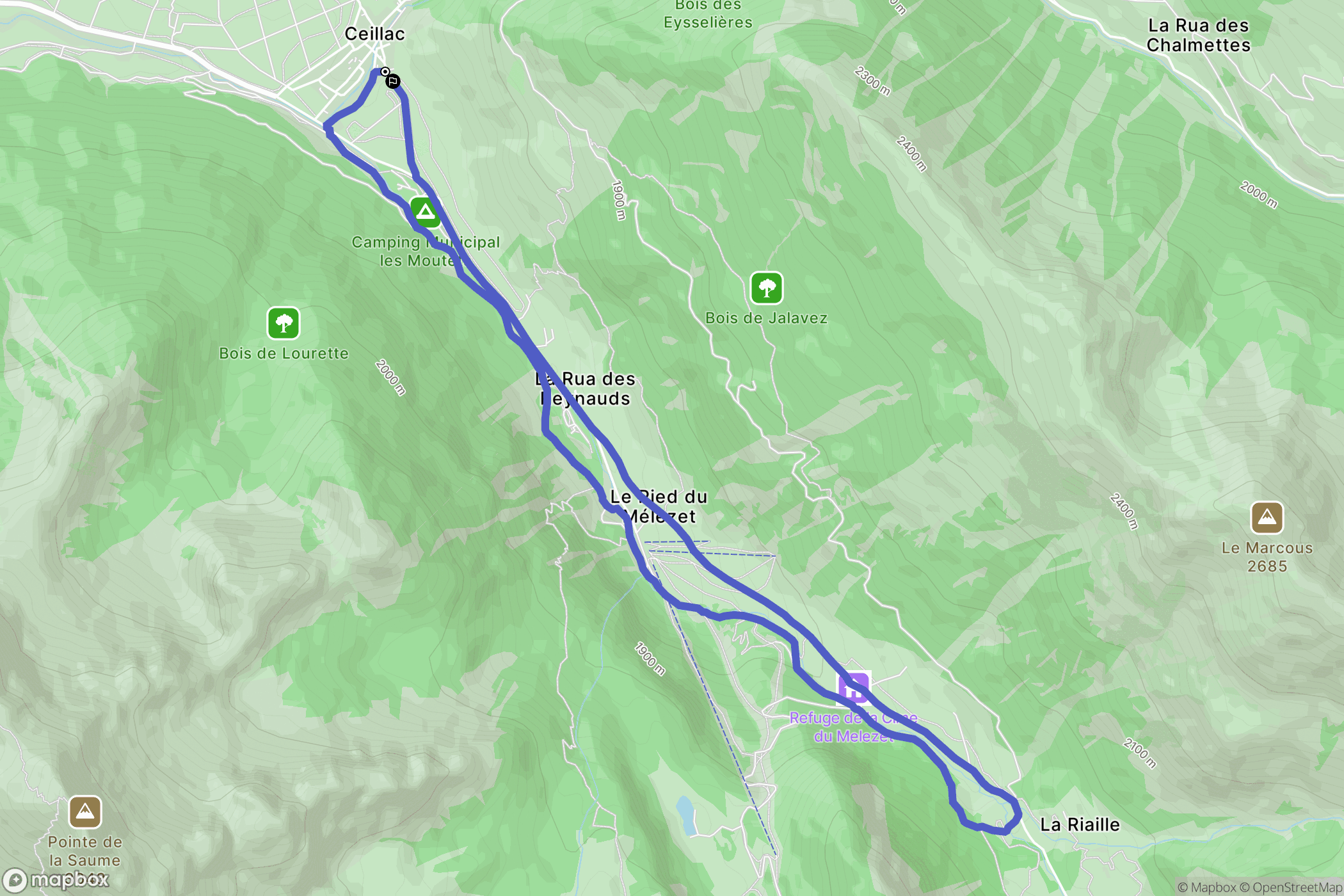 Ceillac : carte du parcours de randonnée - France