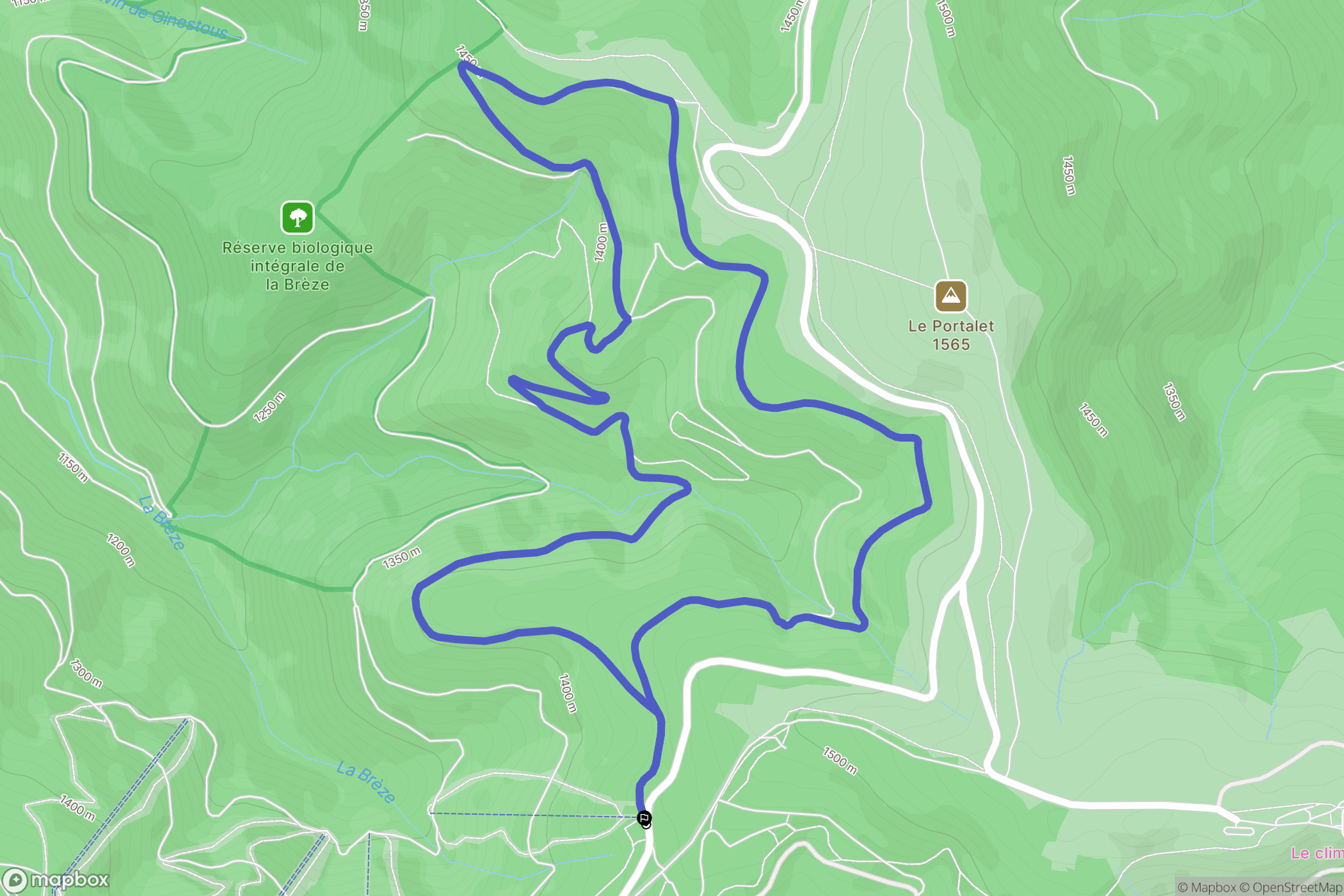 Meyrueis : carte du parcours de randonnée - France