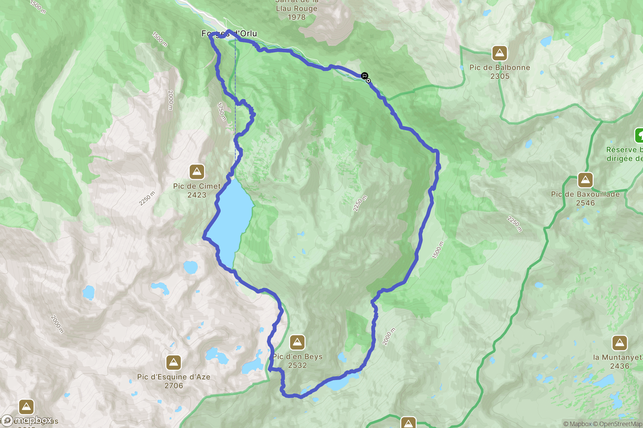 Orlu : carte du parcours de randonnée - France