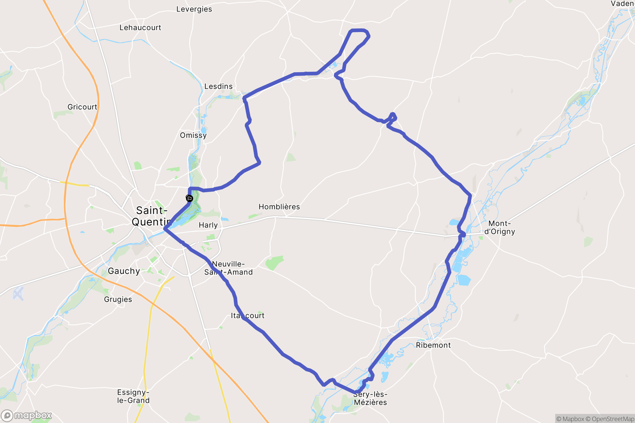 Saint-Quentin : carte du parcours de randonnée - France