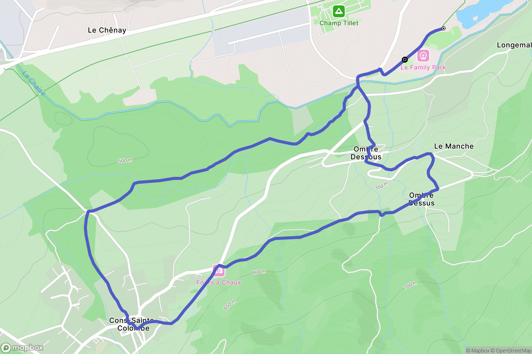 Val de Chaise : carte du parcours de randonnée - France