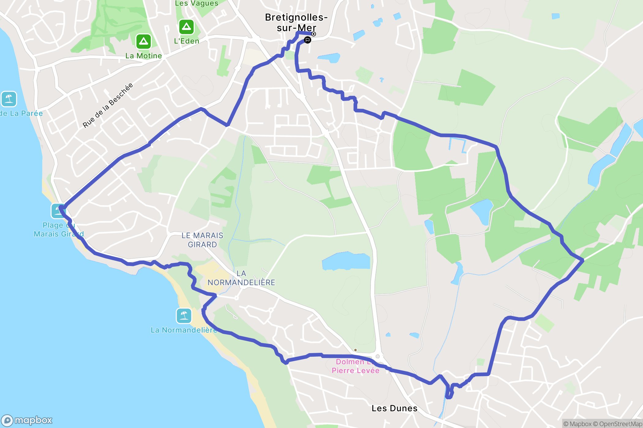 Bretignolles-sur-Mer : carte du parcours de randonnée - France