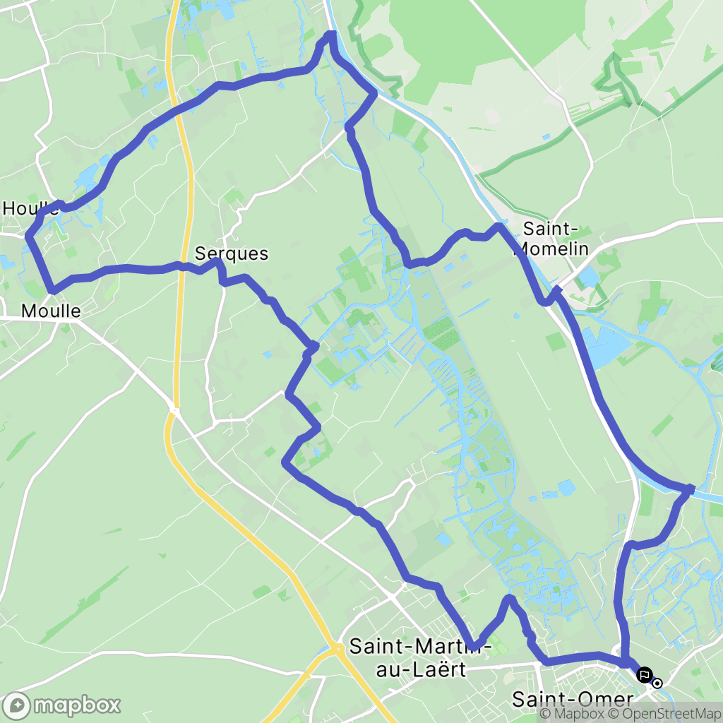 Saint-Omer : carte du parcours de randonnée - France