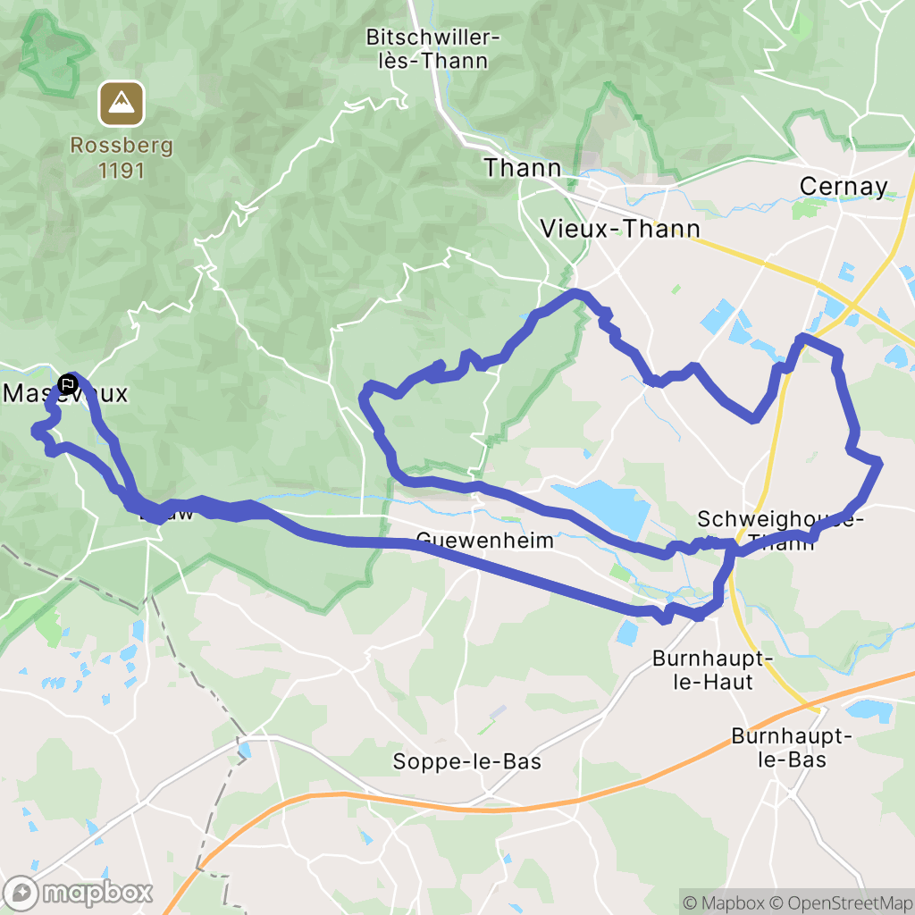 Masevaux-Niederbruck : carte du parcours de randonnée - France