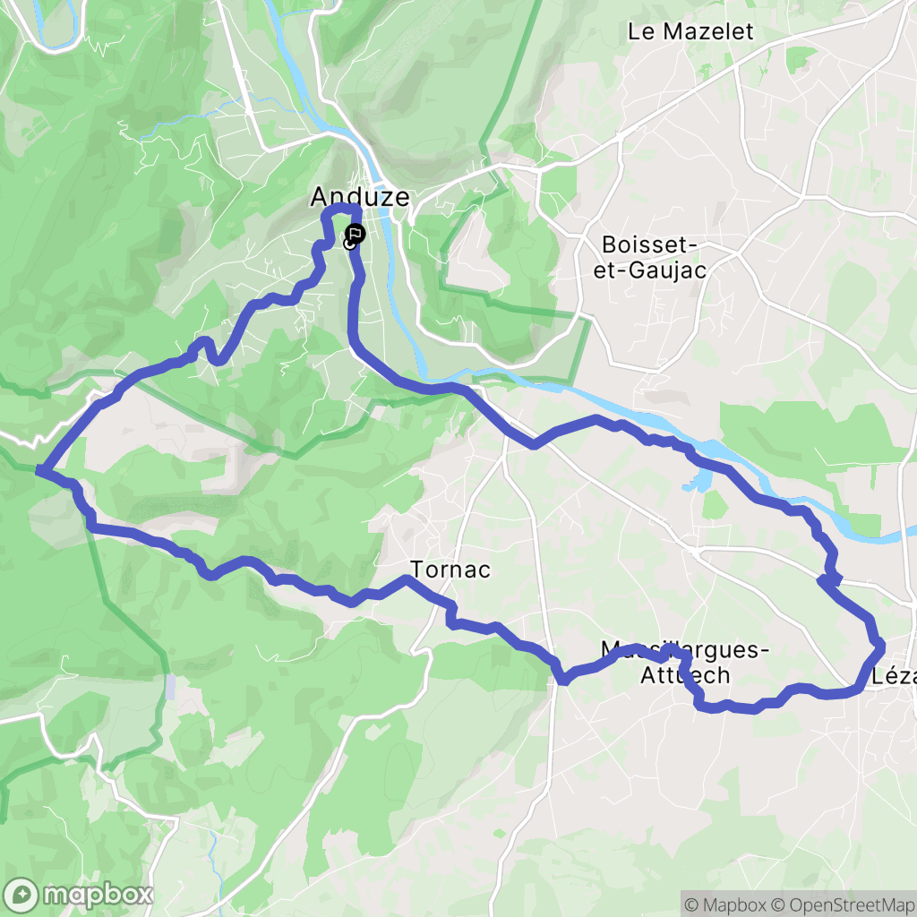 Anduze : carte du parcours de randonnée - France