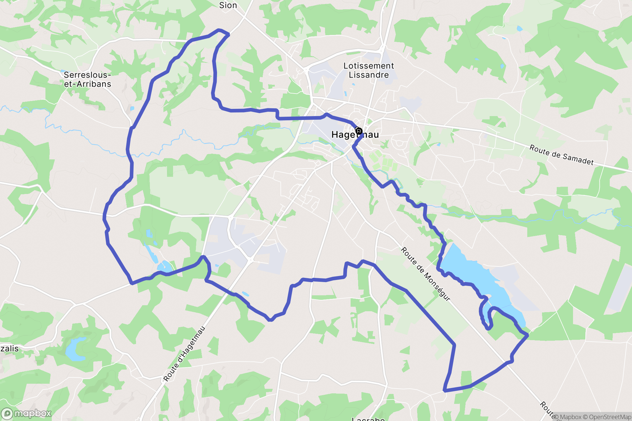 Hagetmau : carte du parcours de randonnée - France