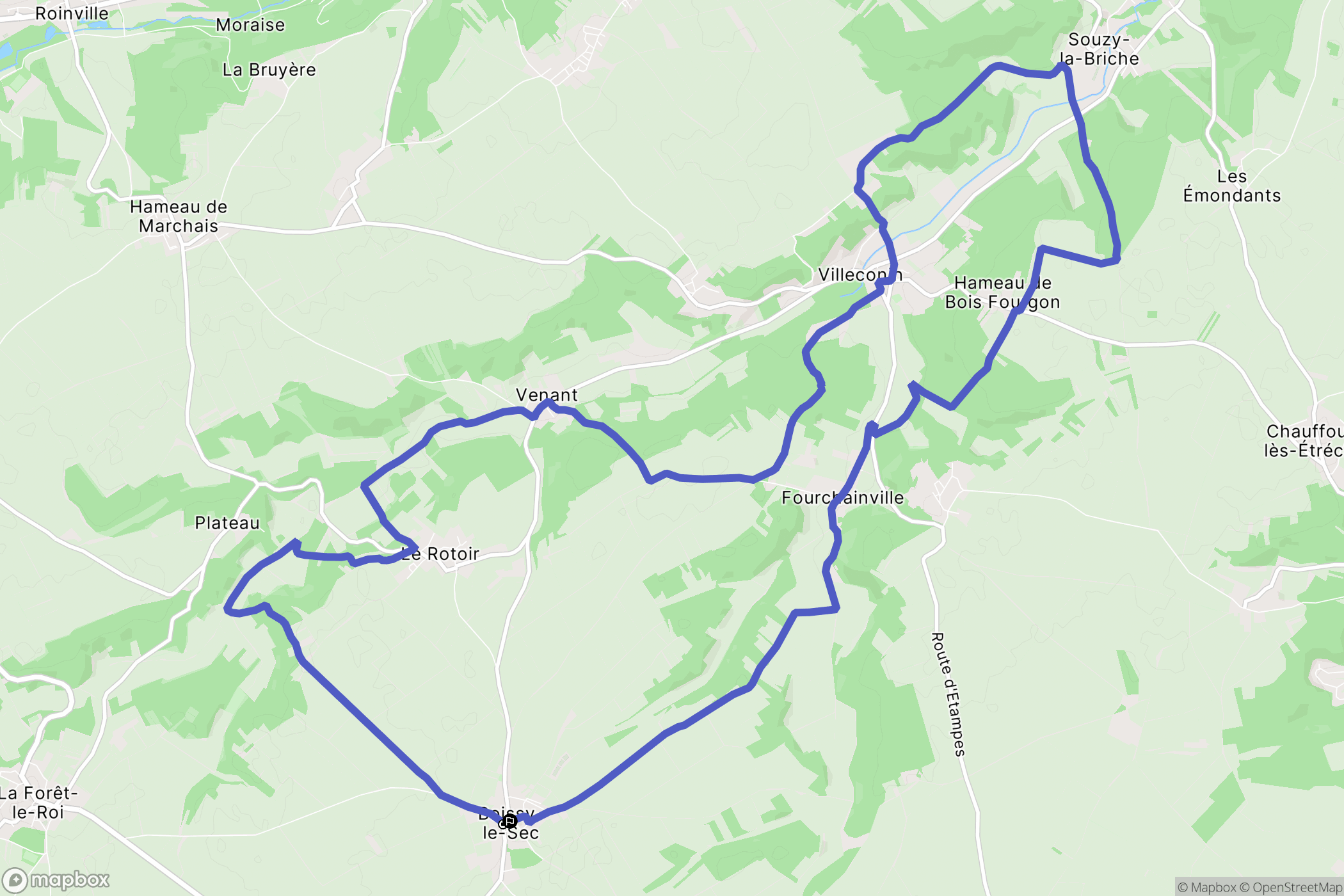 Boissy-le-Sec : carte du parcours de randonnée - France