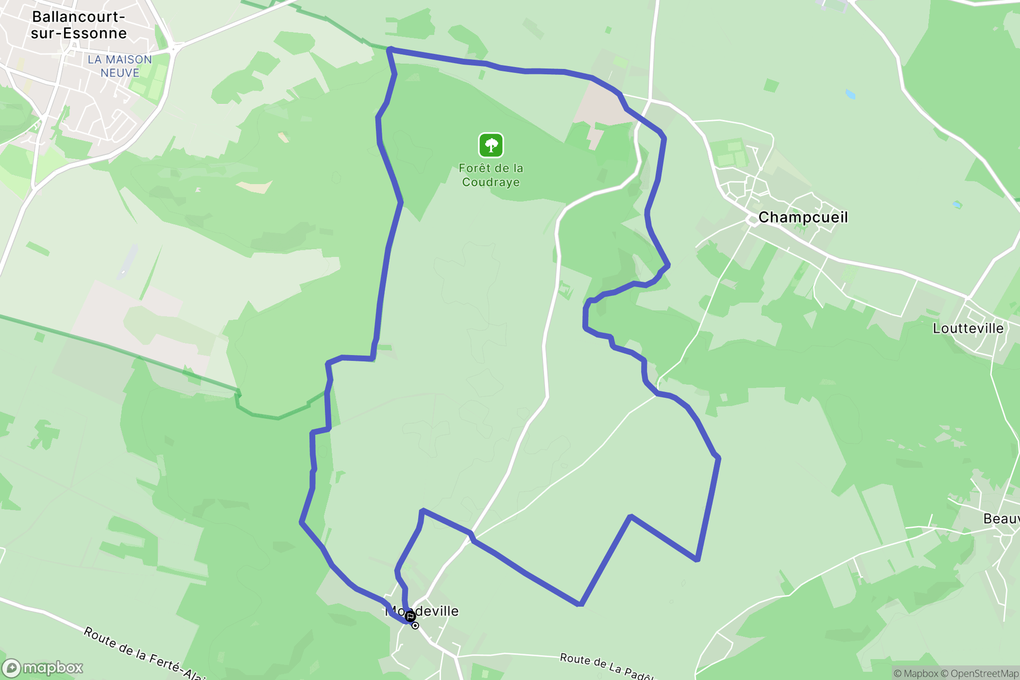 Mondeville : carte du parcours de randonnée - France