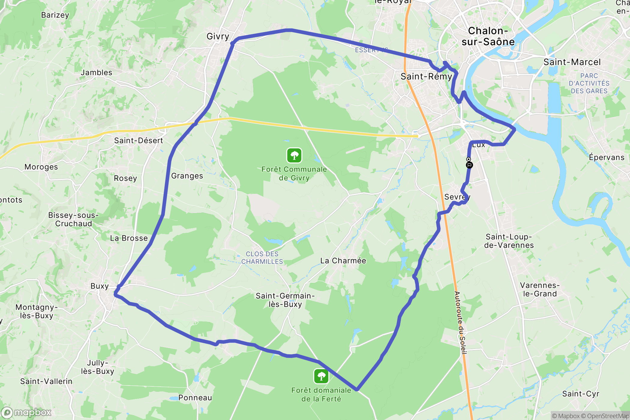 Lux : carte du parcours de randonnée - France