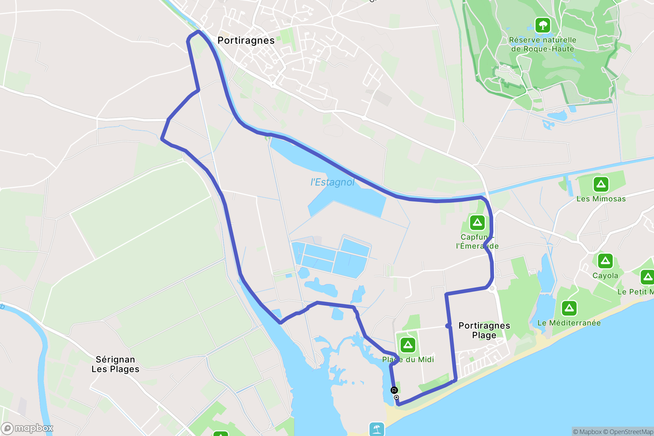 Portiragnes : carte du parcours de randonnée - France