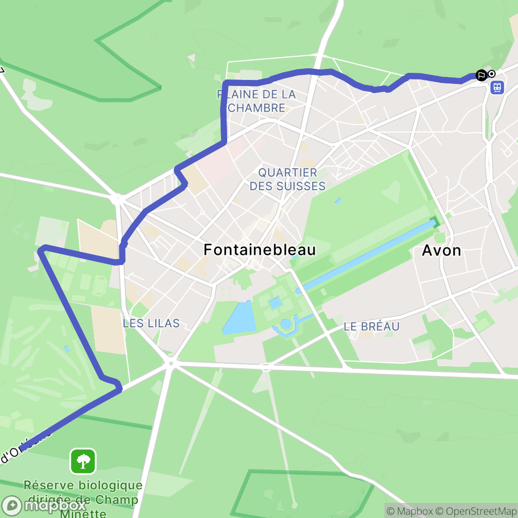 Fontainebleau : carte du parcours de randonnée - France