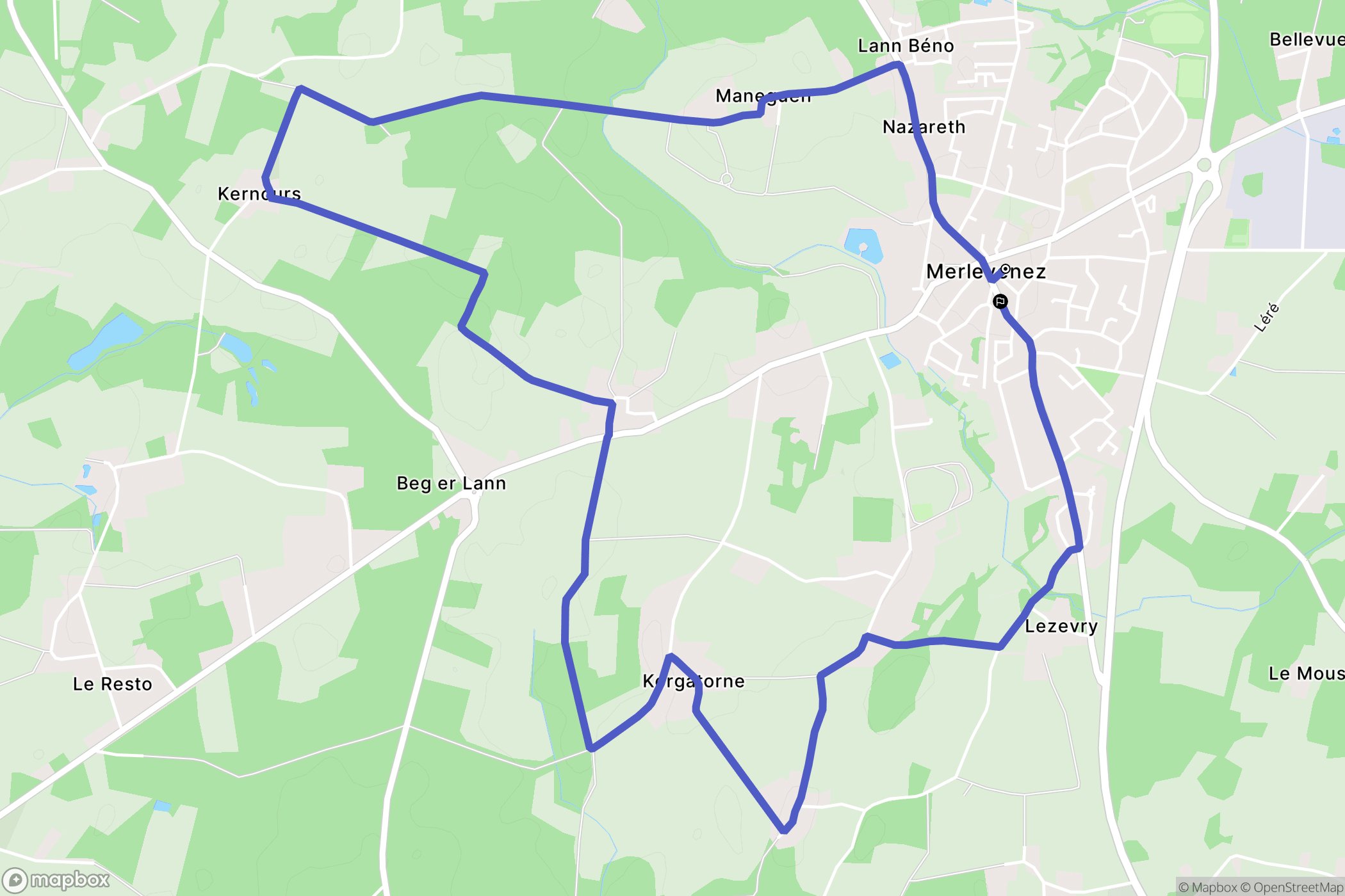 Merlevenez : carte du parcours de randonnée - France