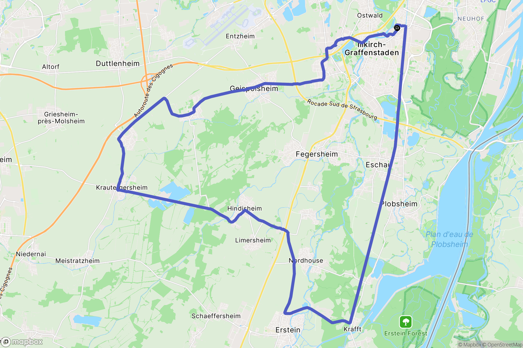 Illkirch-Graffenstaden : carte du parcours de randonnée - France